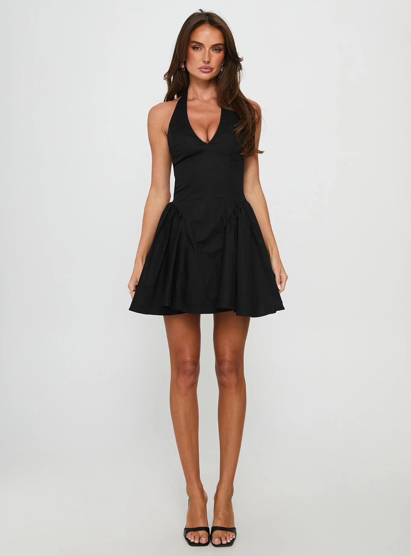 Karisse Halter Mini Dress Black - luluinthesky