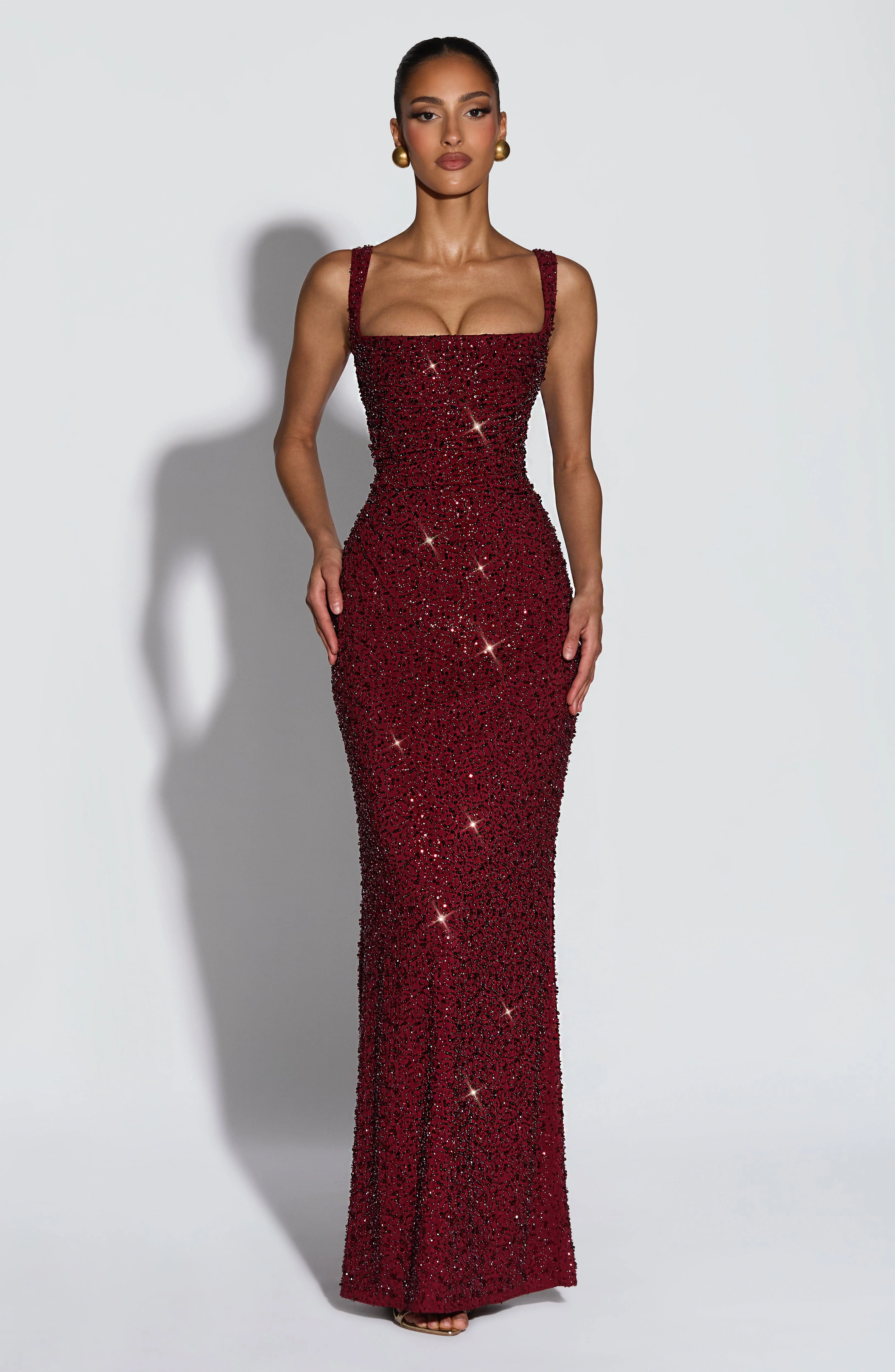 Calanthe Maxi Dress - Burgundy Sparkle - luluinthesky