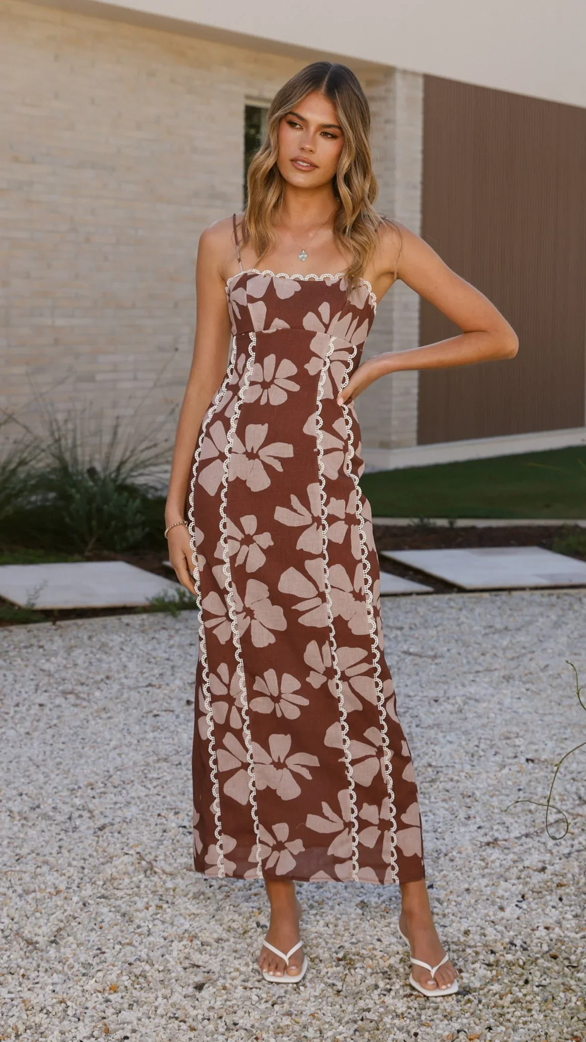 Carlia Midi Dress - Brown Daylillies - luluinthesky
