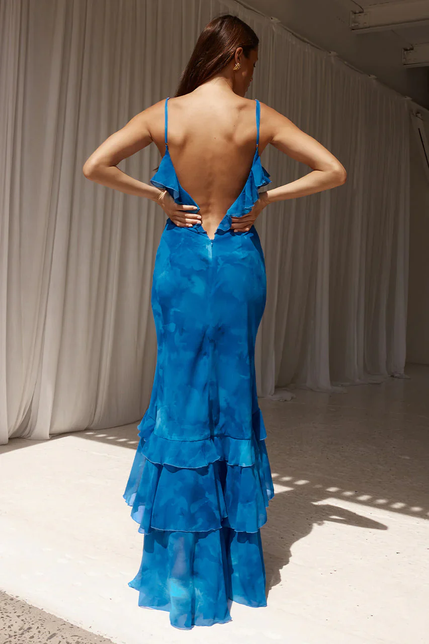 Namari Ruffle Mermaid Maxi Dress - luluinthesky