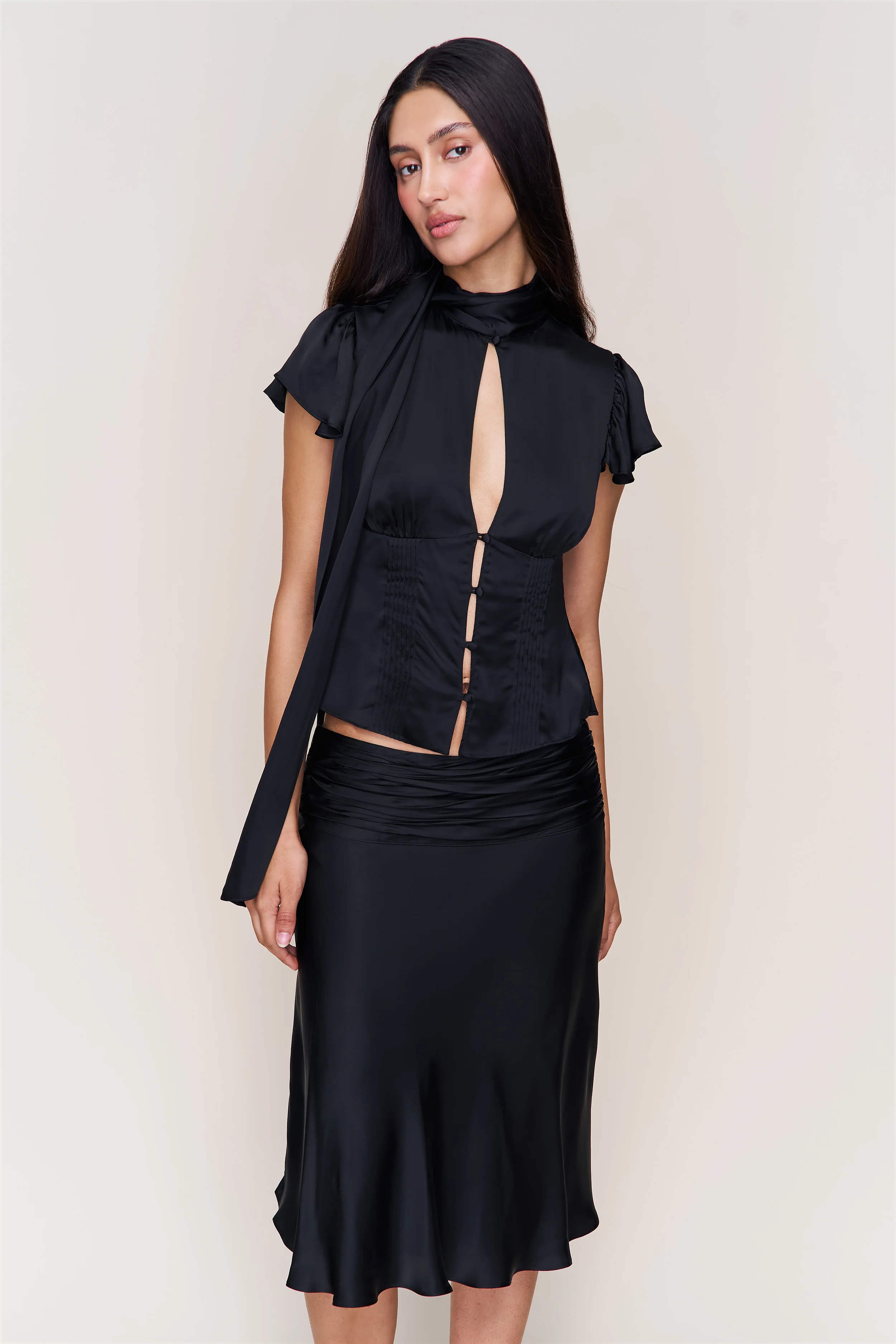 Eda Satin Midi Skirt - luluinthesky