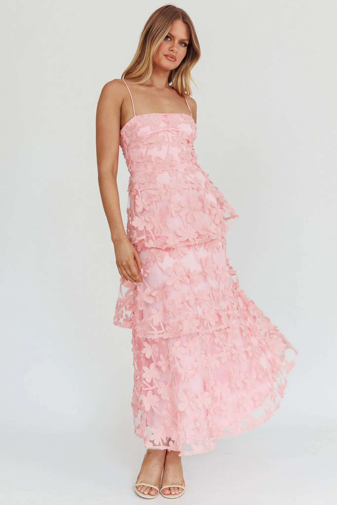 Dori Floral Embellished Maxi Dress Blush - luluinthesky