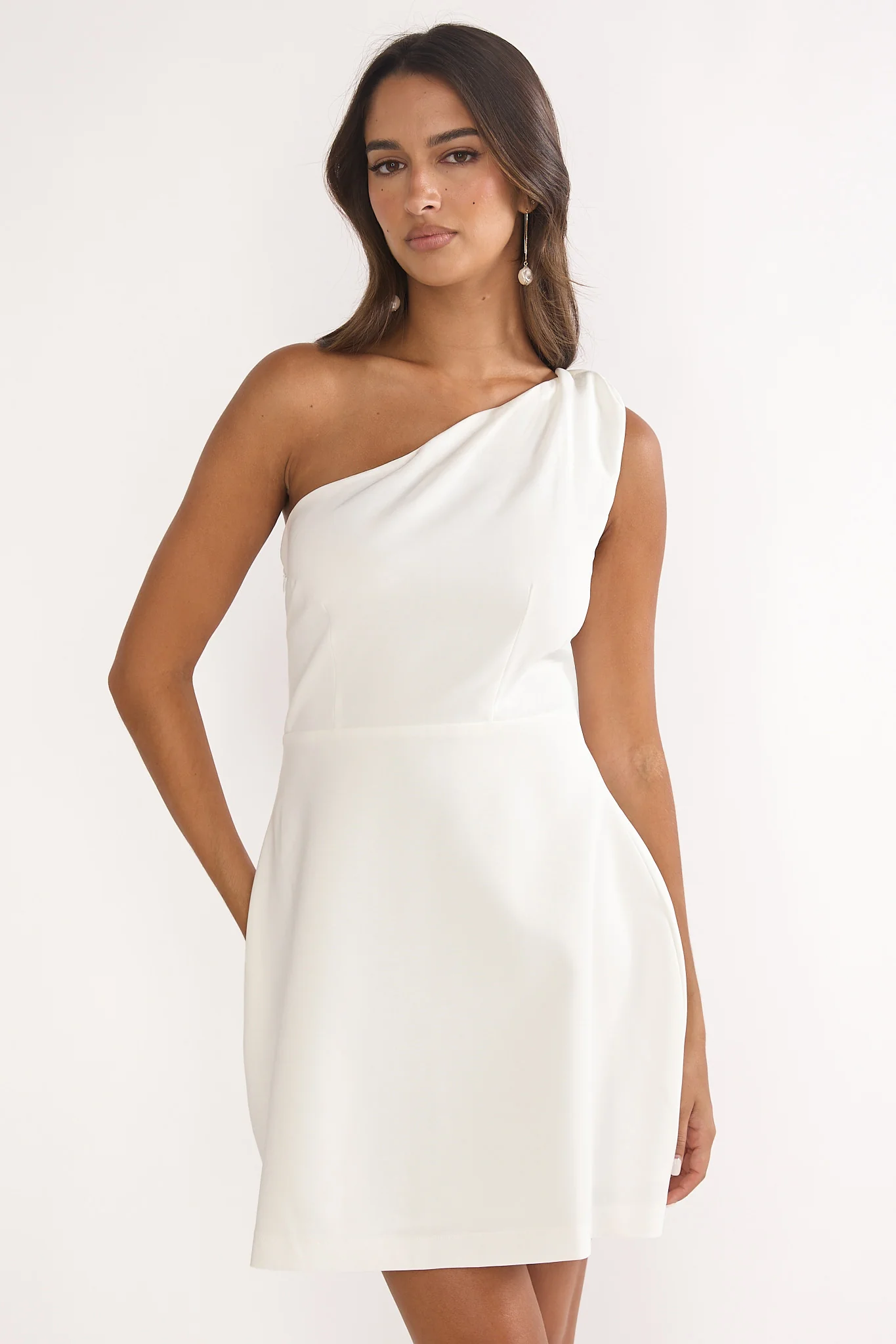 Lingering Love One-Shoulder Twist Mini Dress White - luluinthesky