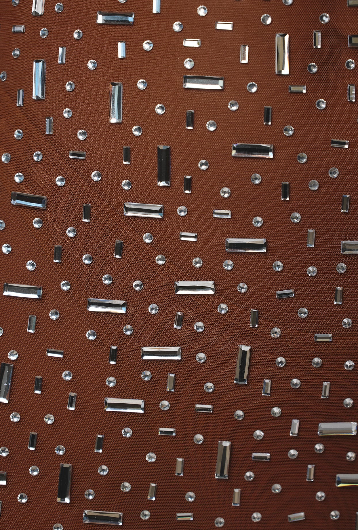 Sheer Embellished Bodycon Mini Dress in Mocha - luluinthesky