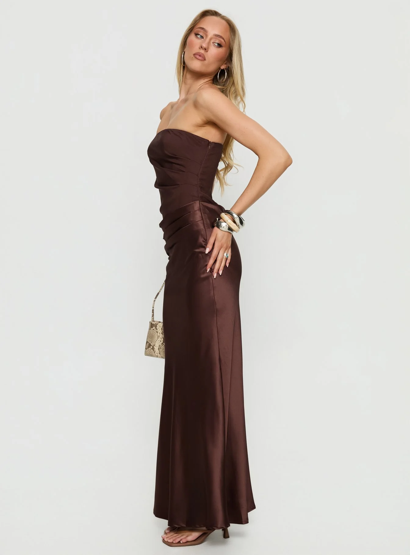 Lulita Strapless Maxi Dress Brown - luluinthesky