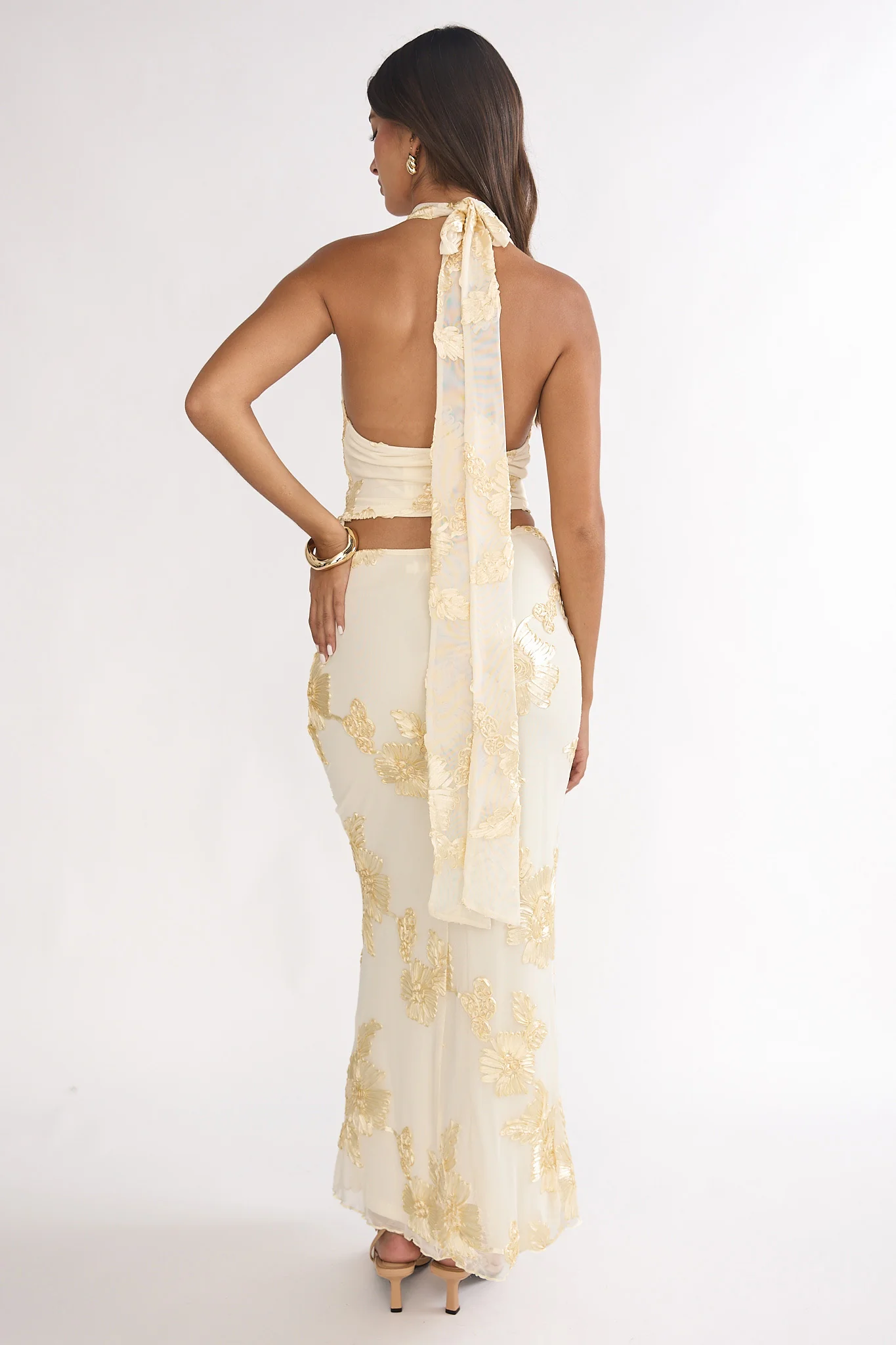 Golden Hours Maxi Skirt Embellished Yellow - luluinthesky