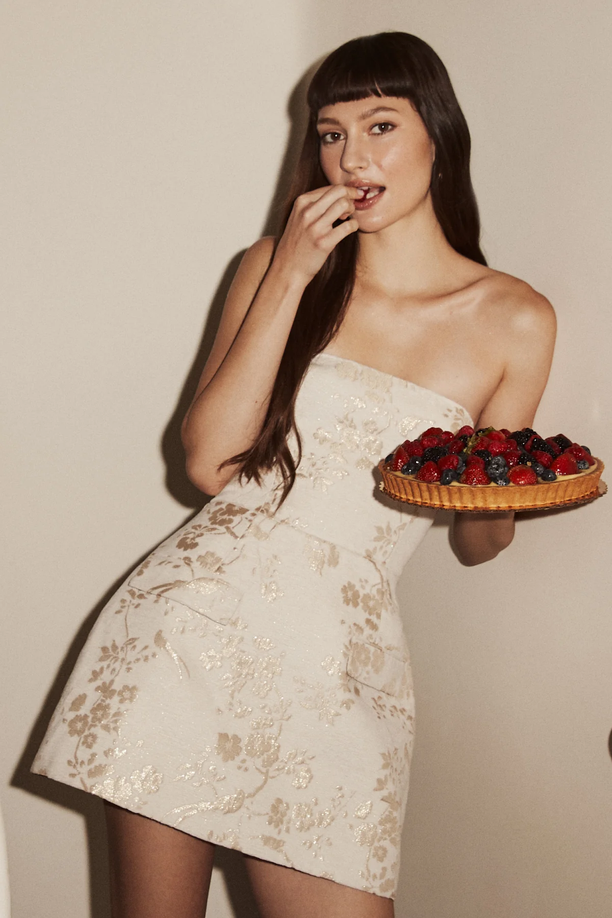 Strapless Bethany Romper in Cecile Jacquard - luluinthesky