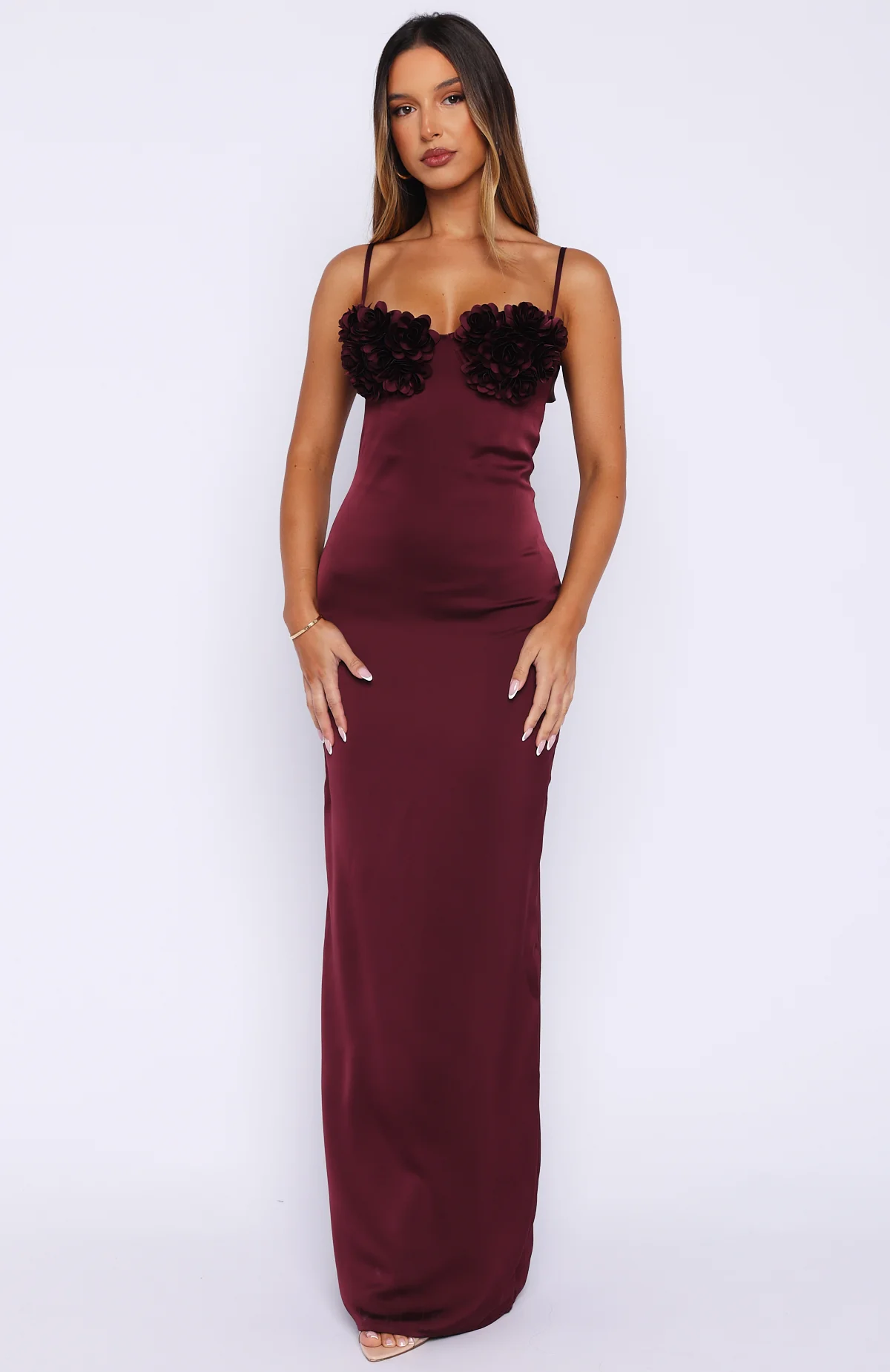 Sweet Petal Maxi Dress Burgundy - luluinthesky