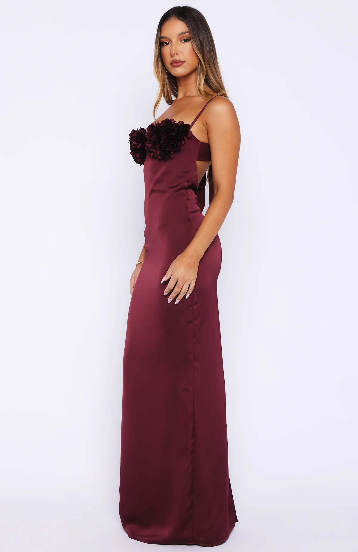 Sweet Petal Maxi Dress Burgundy - luluinthesky