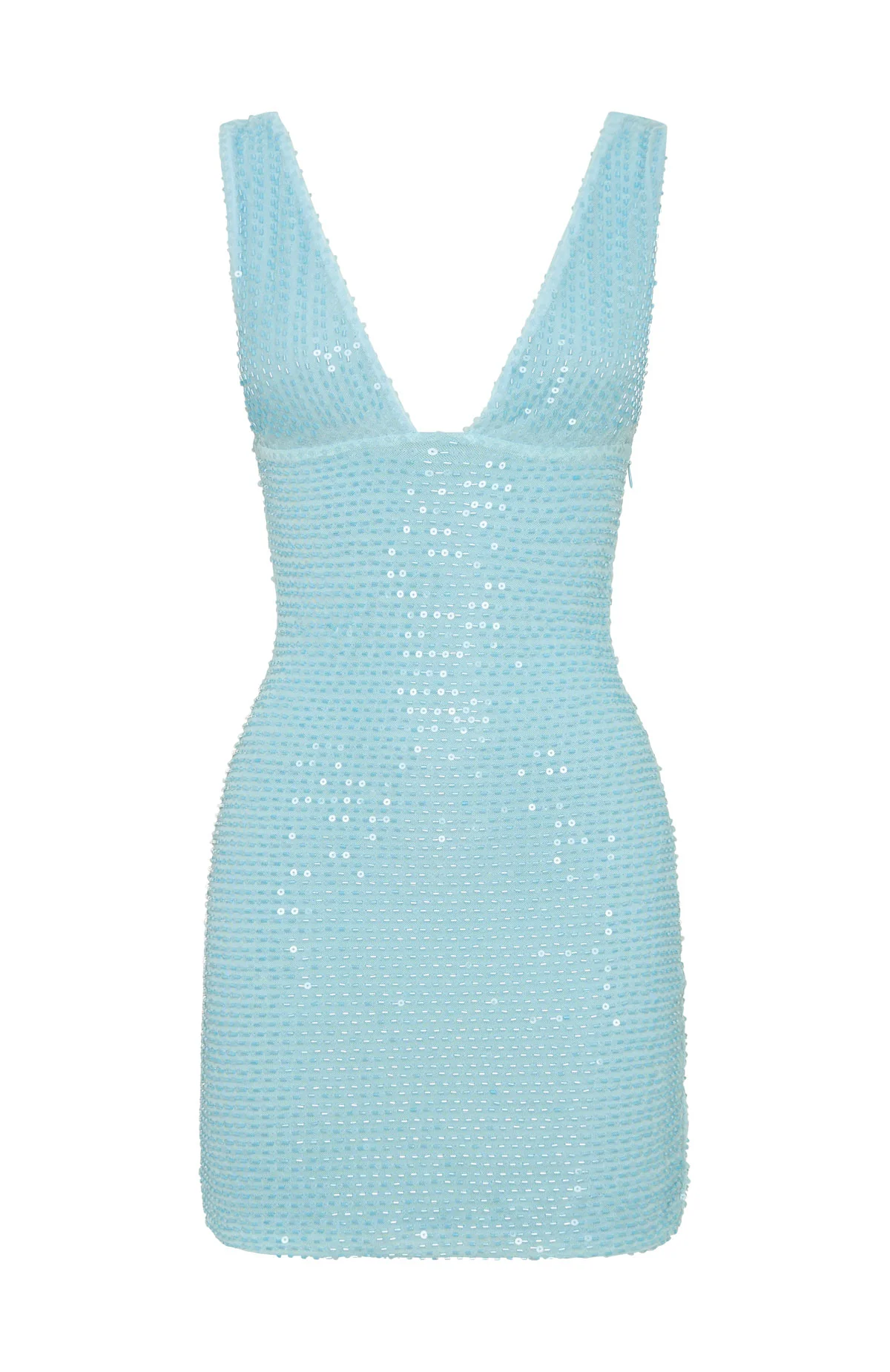 I Believe In You Beaded Mini Dress Baby Blue - luluinthesky