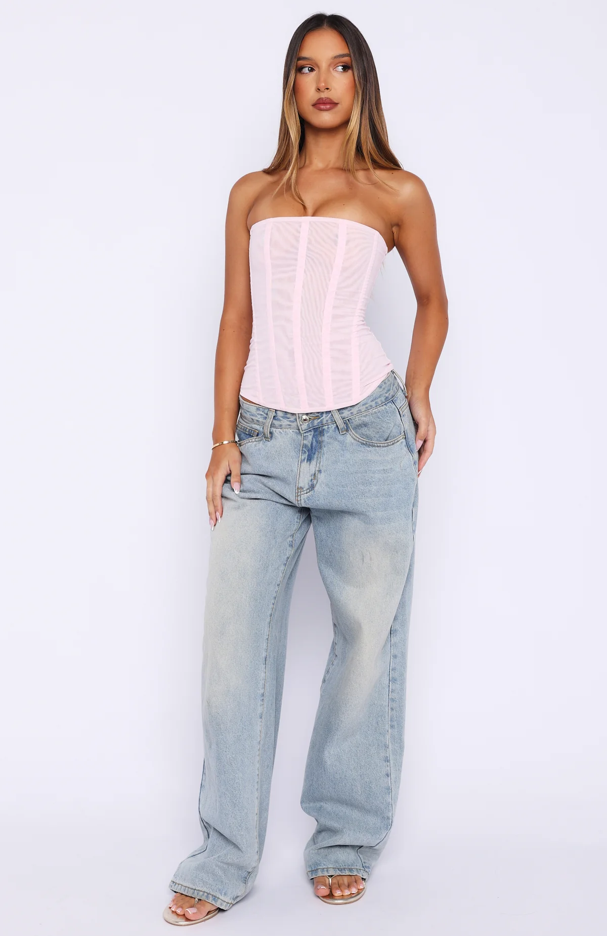 Tell Me A Secret Strapless Bustier Baby Pink - luluinthesky