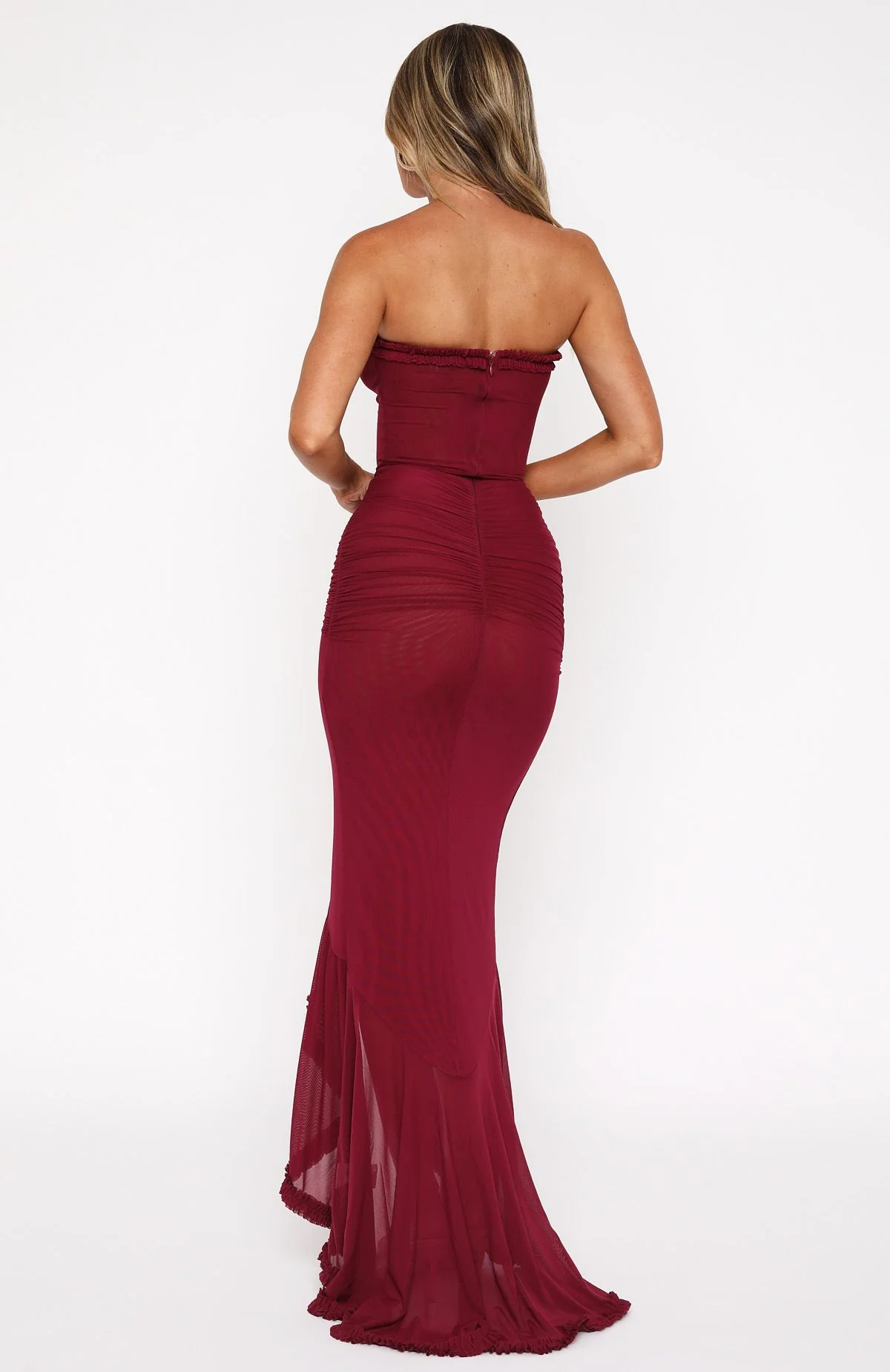 Still Got It Mesh Maxi Dress Dark Burgundy - luluinthesky