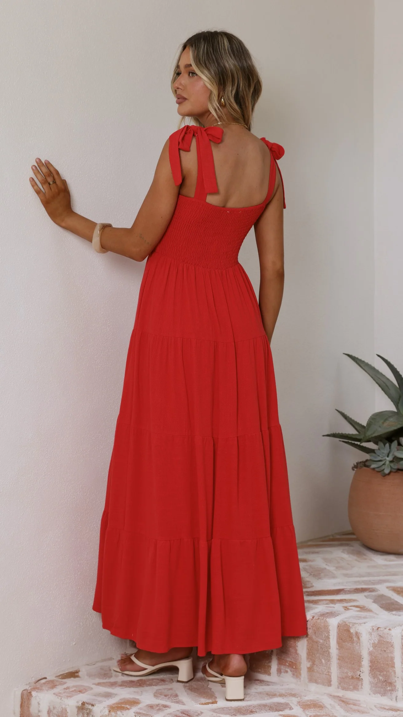 Carlina Tiered Maxi Dress - Red - luluinthesky