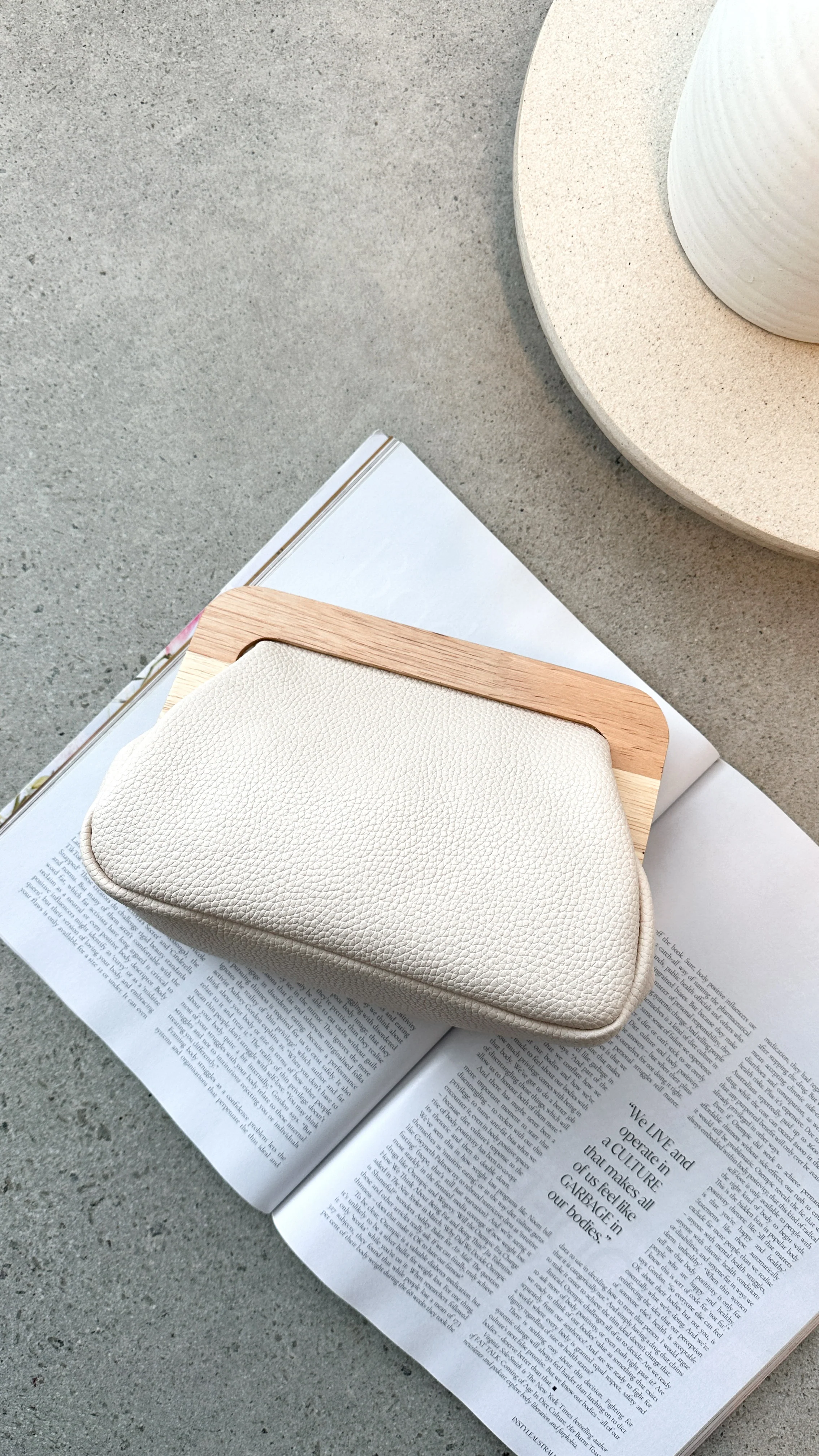 Kimmi Timber Frame Clutch - Nude - luluinthesky