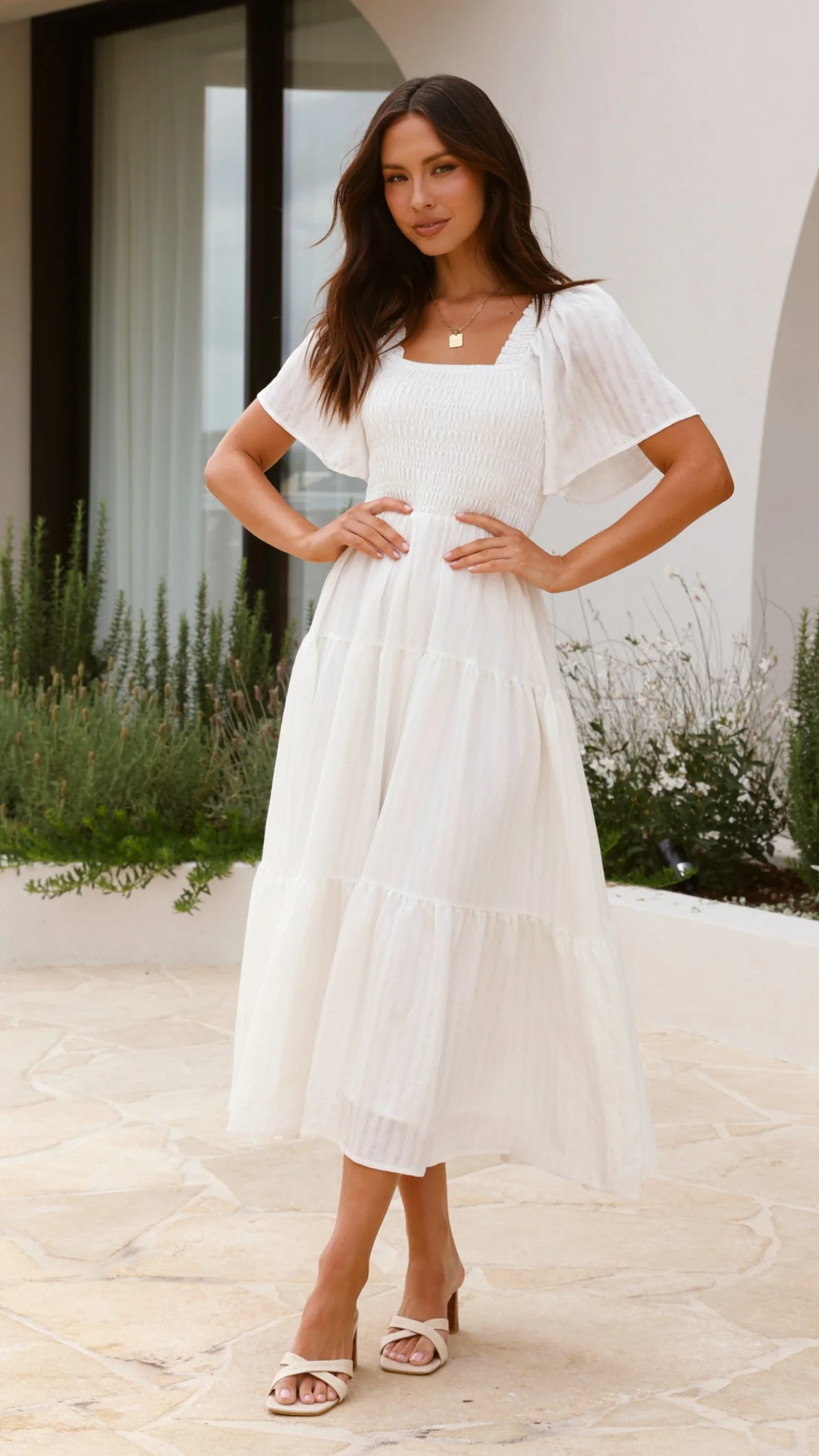 Lainey Midi Dress - White - luluinthesky