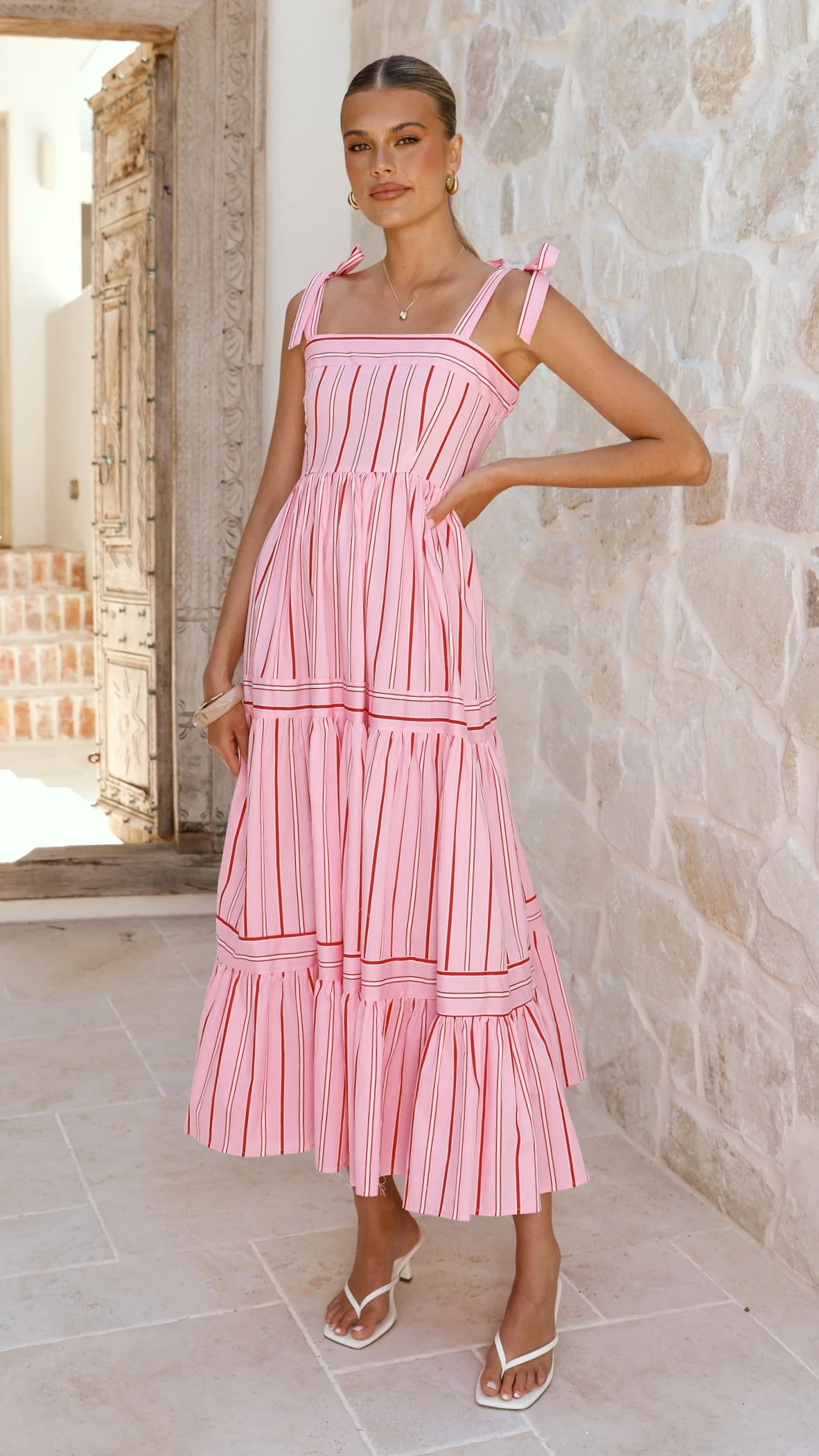 Caju Maxi Dress - Pink Stripe - luluinthesky