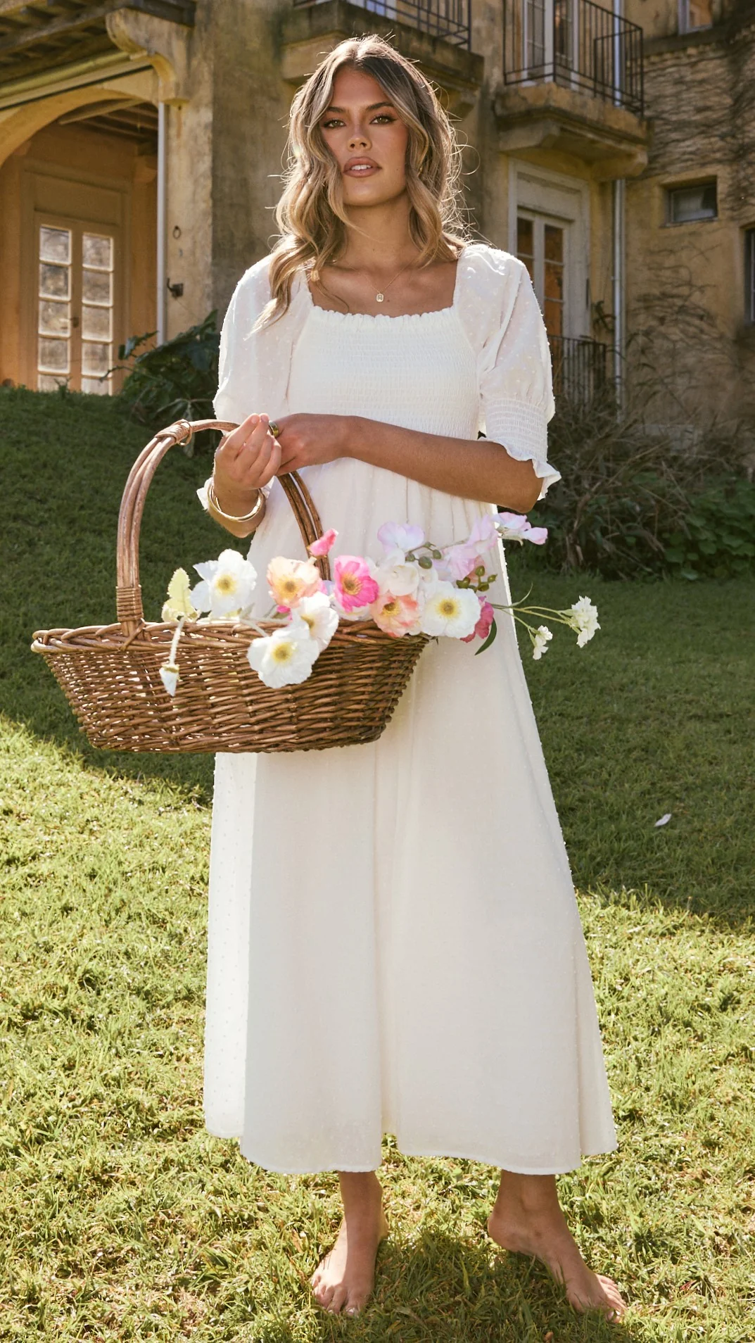 Cierra Midi Dress - White - luluinthesky