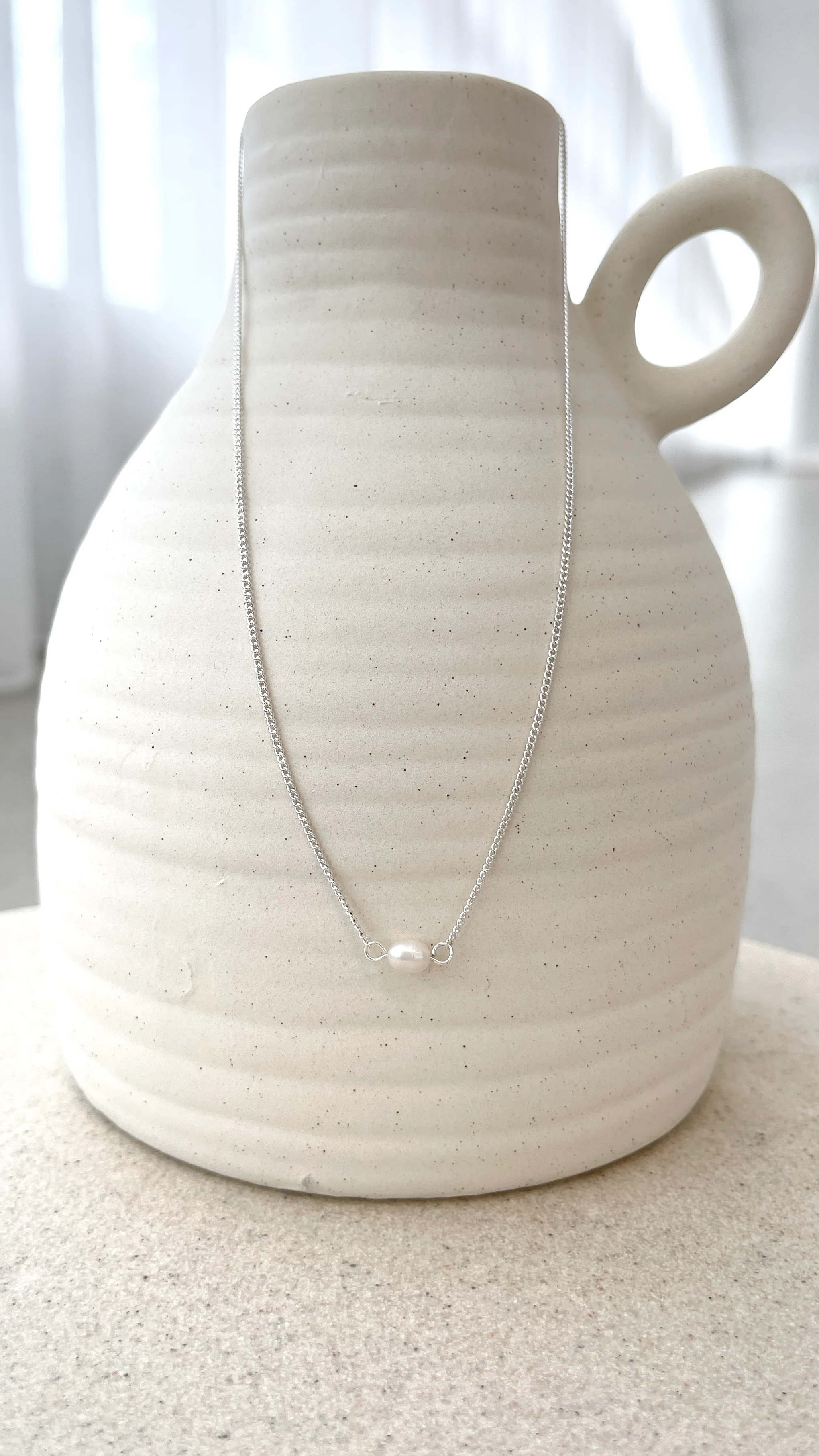 Kimmy Necklace - Silver/Pearl - luluinthesky