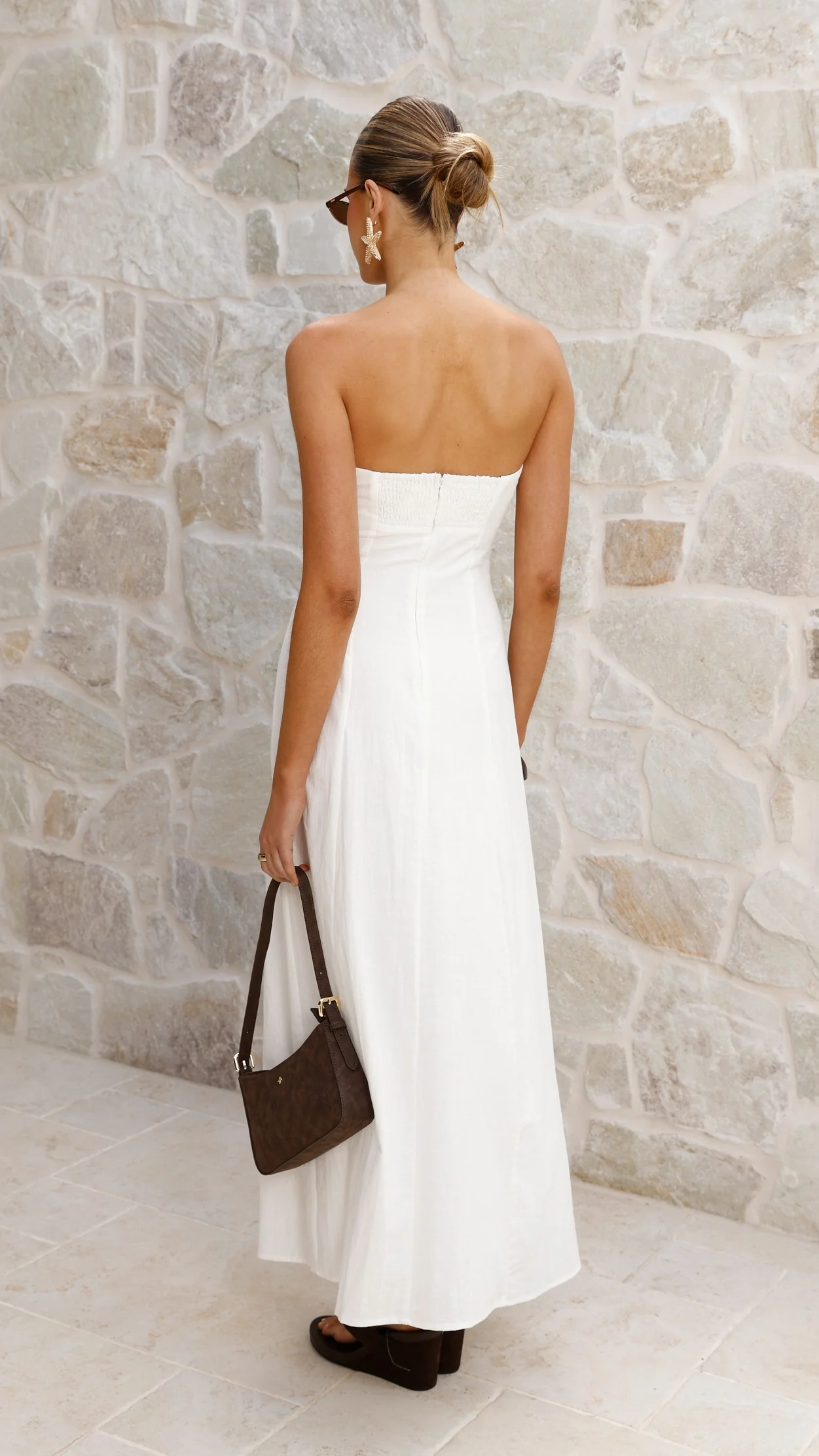 Astrid Strapless Maxi Dress - White - luluinthesky