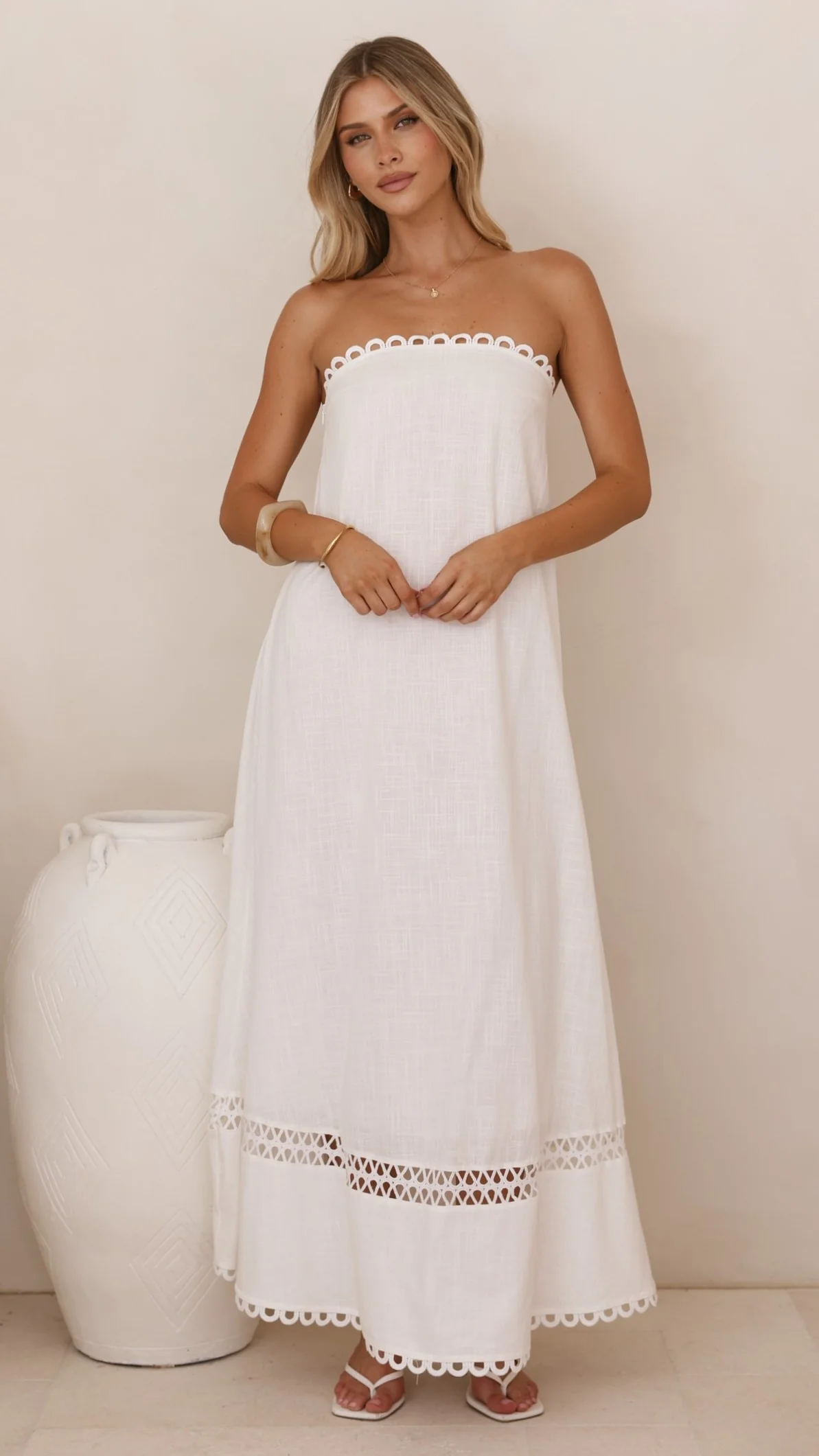 Sandra Maxi Dress - White - luluinthesky