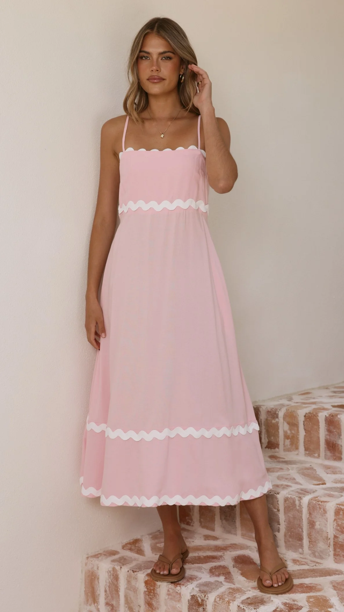 Seraphina Maxi Dress - Pink/White - luluinthesky