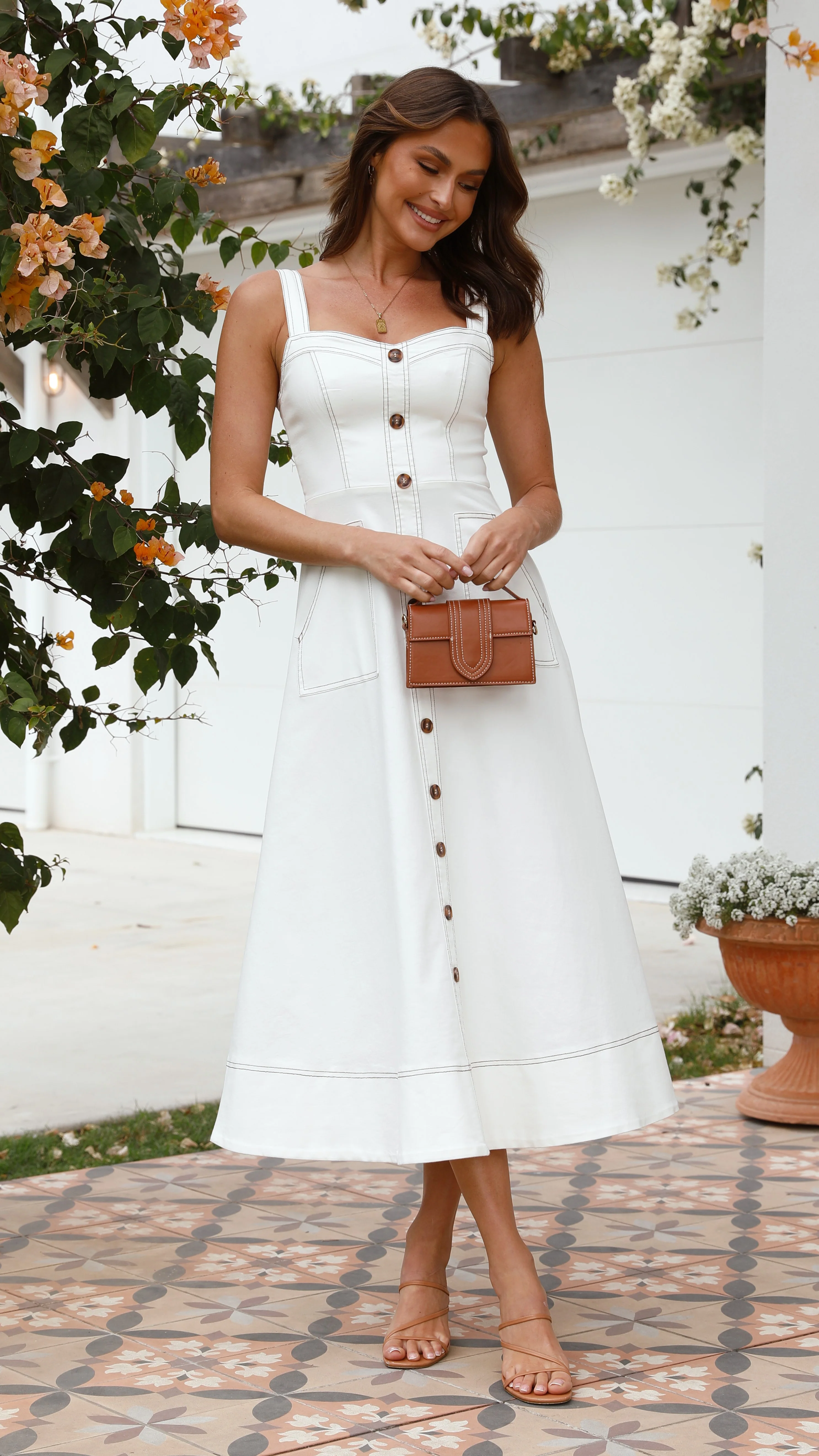 Indigo Midi Dress - White Denim - luluinthesky