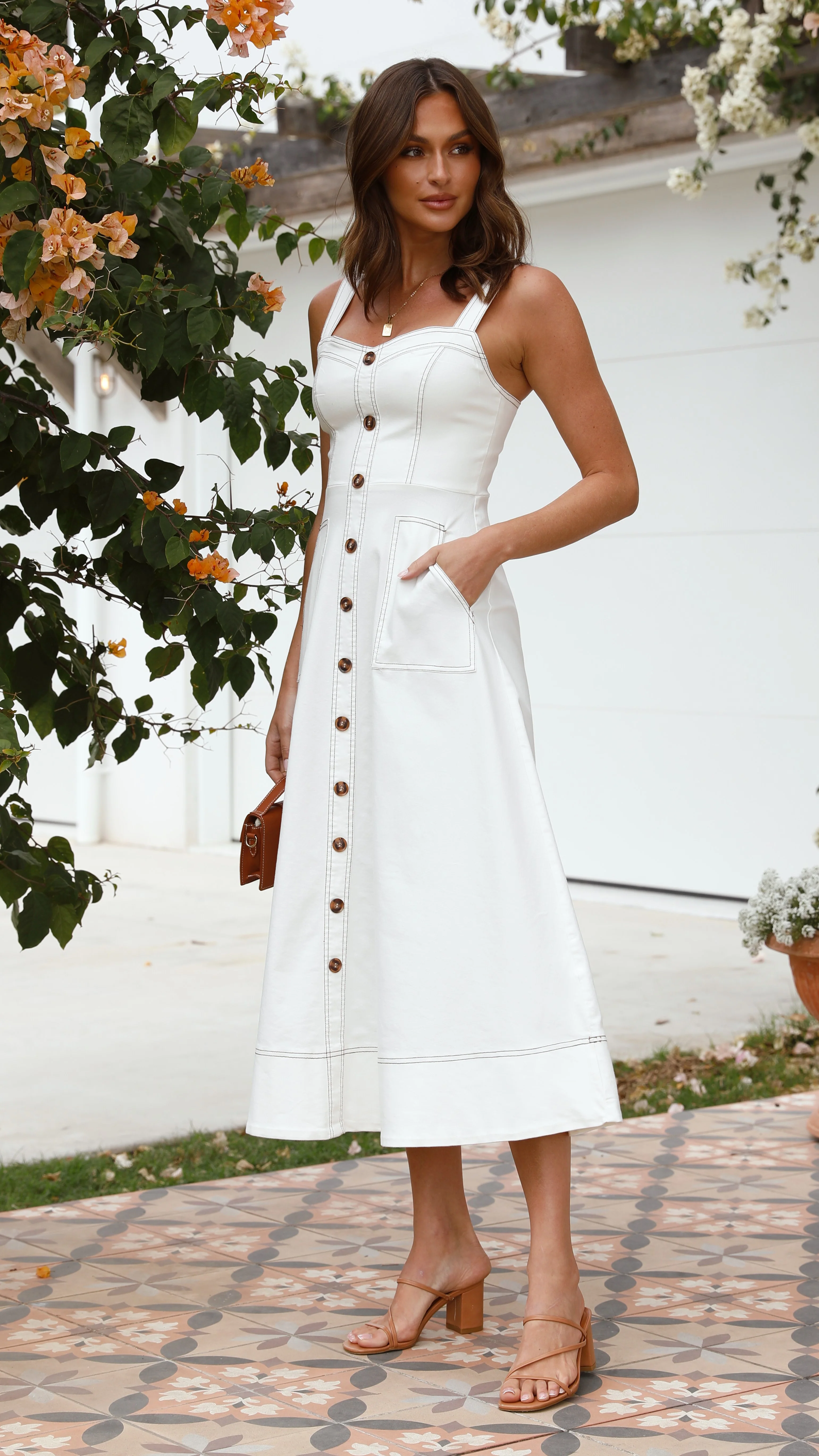 Indigo Midi Dress - White Denim - luluinthesky