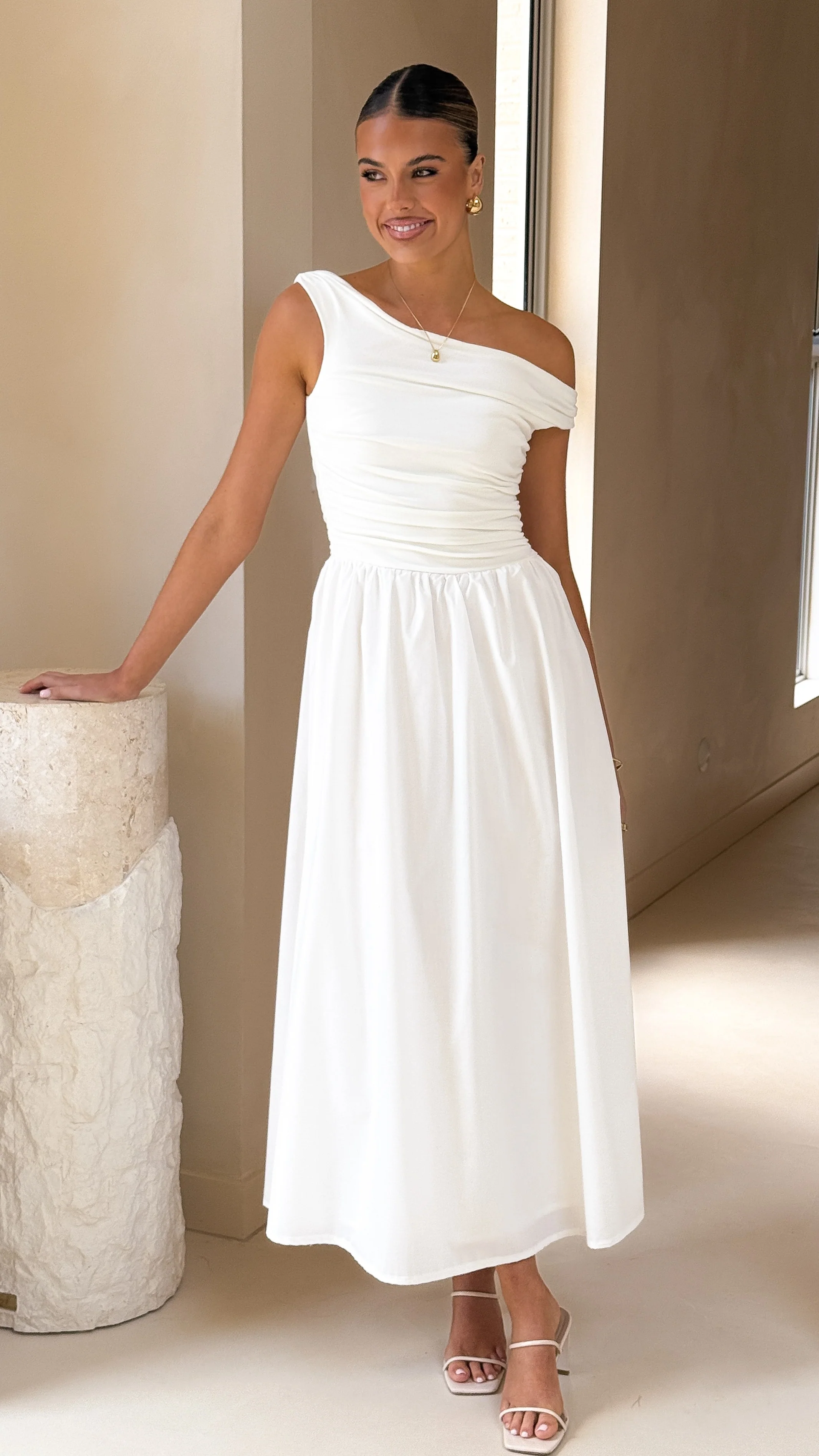 Immy Midi Dress - White - luluinthesky