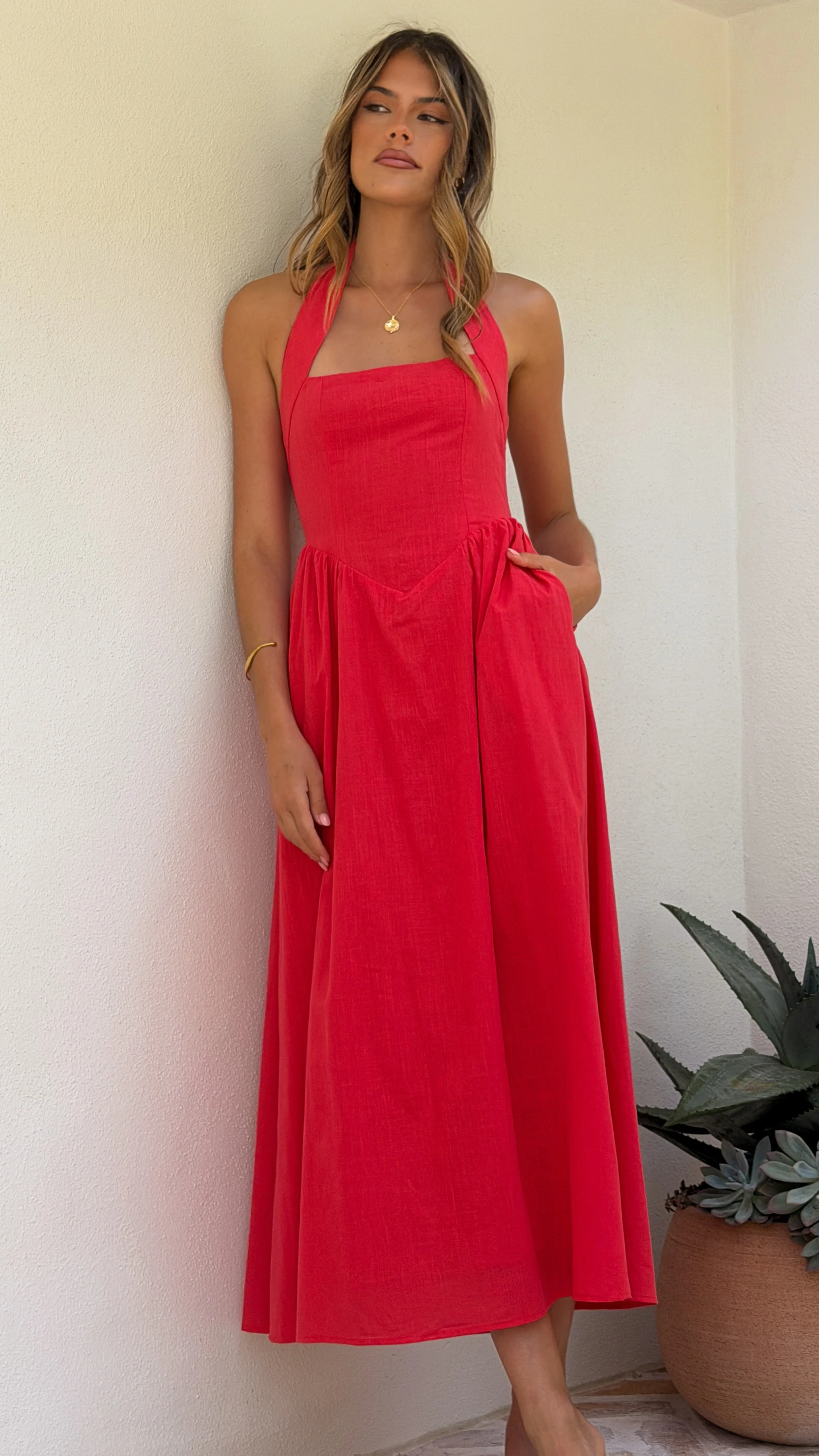 Caden Maxi Dress - Red - luluinthesky