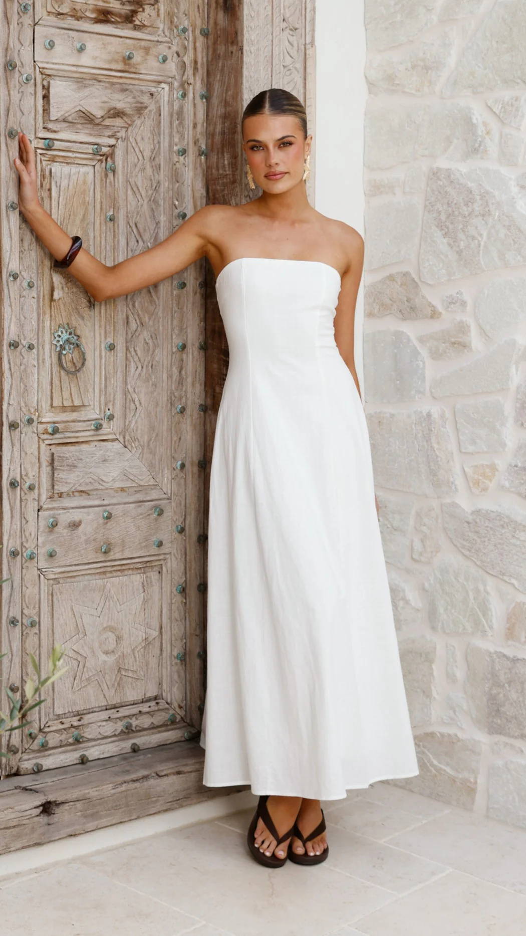 Astrid Strapless Maxi Dress - White - luluinthesky