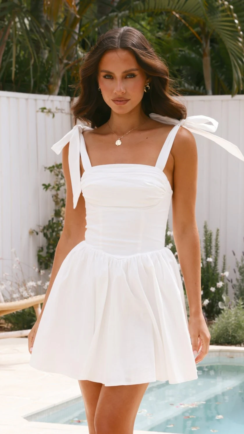 Haisley Mini Dress - White - luluinthesky