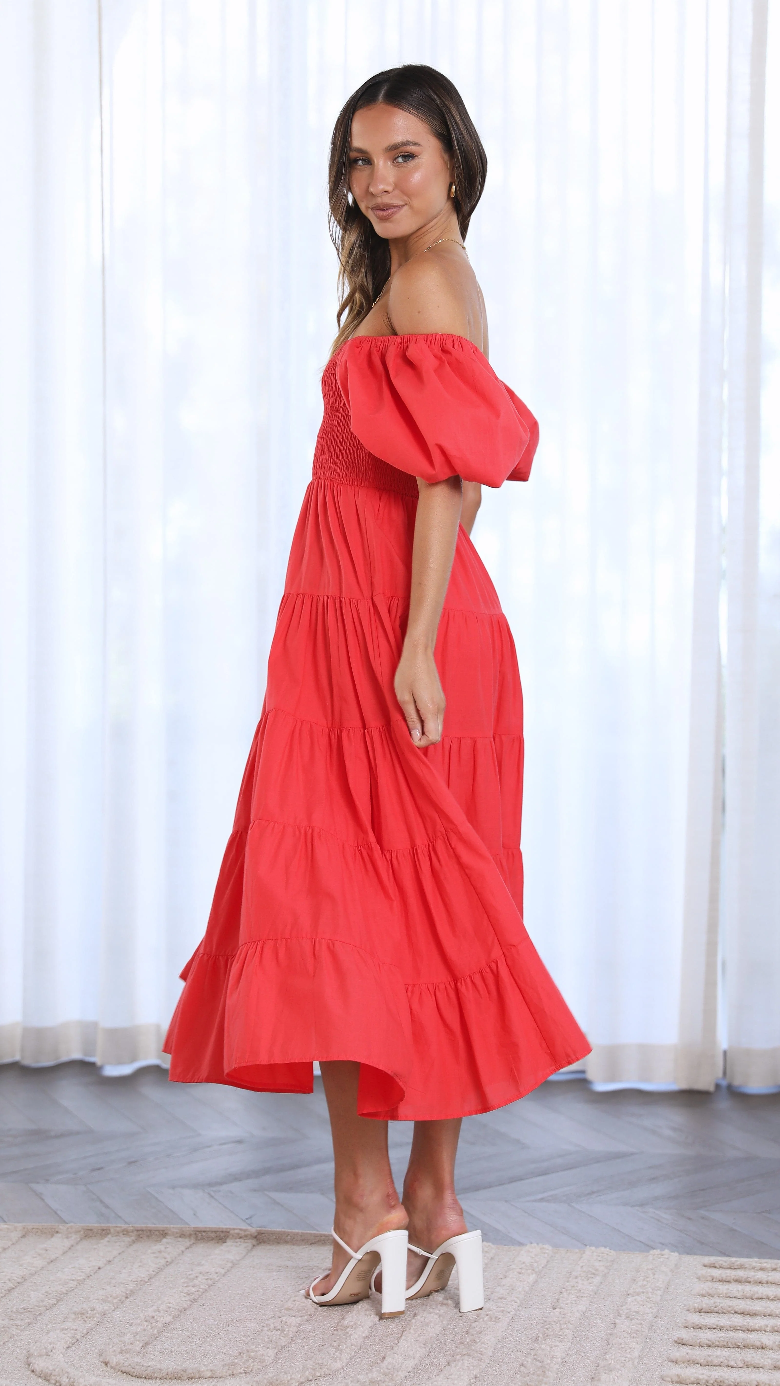 Chyna Midi Dress - Red - luluinthesky