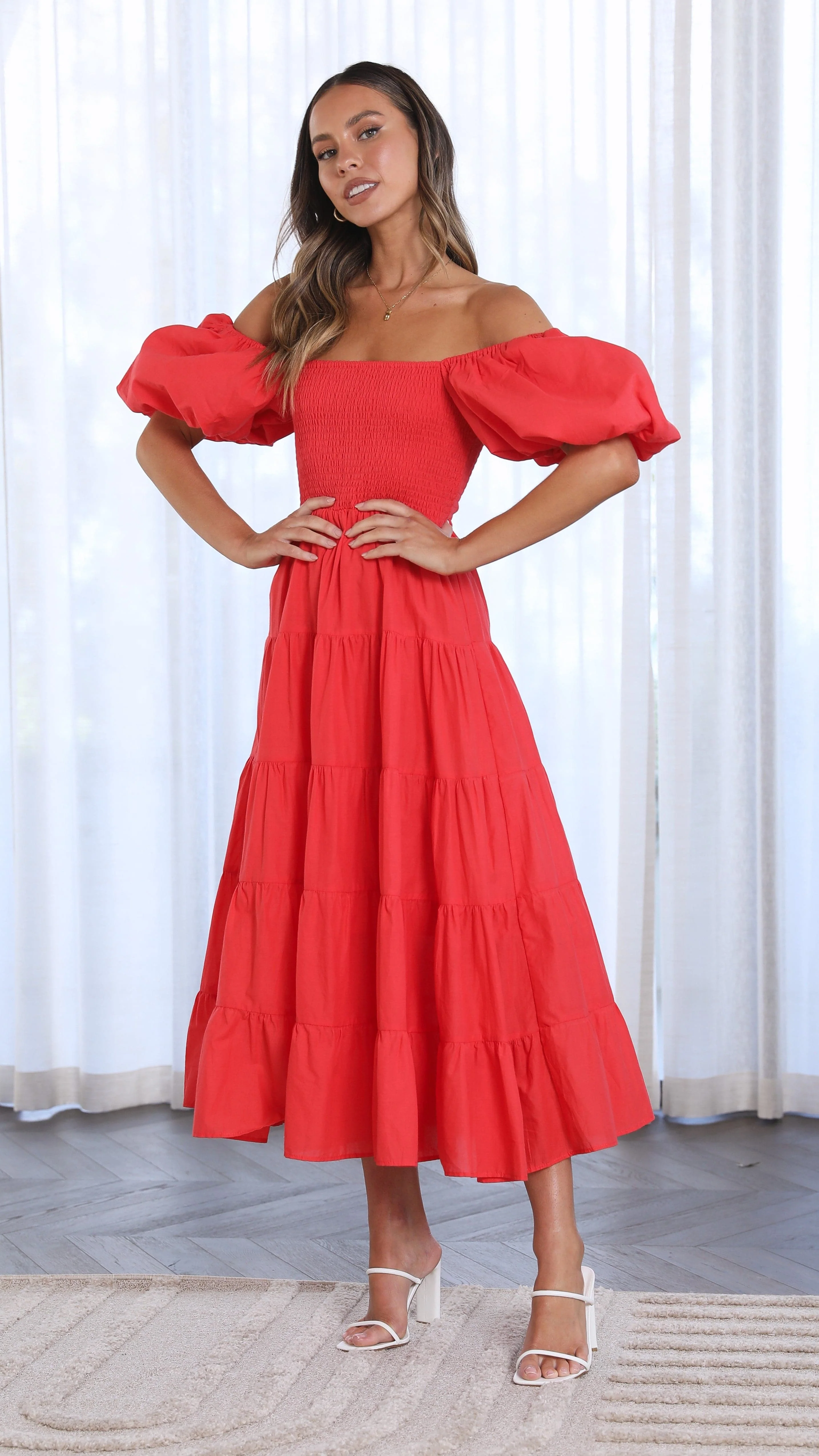 Chyna Midi Dress - Red - luluinthesky