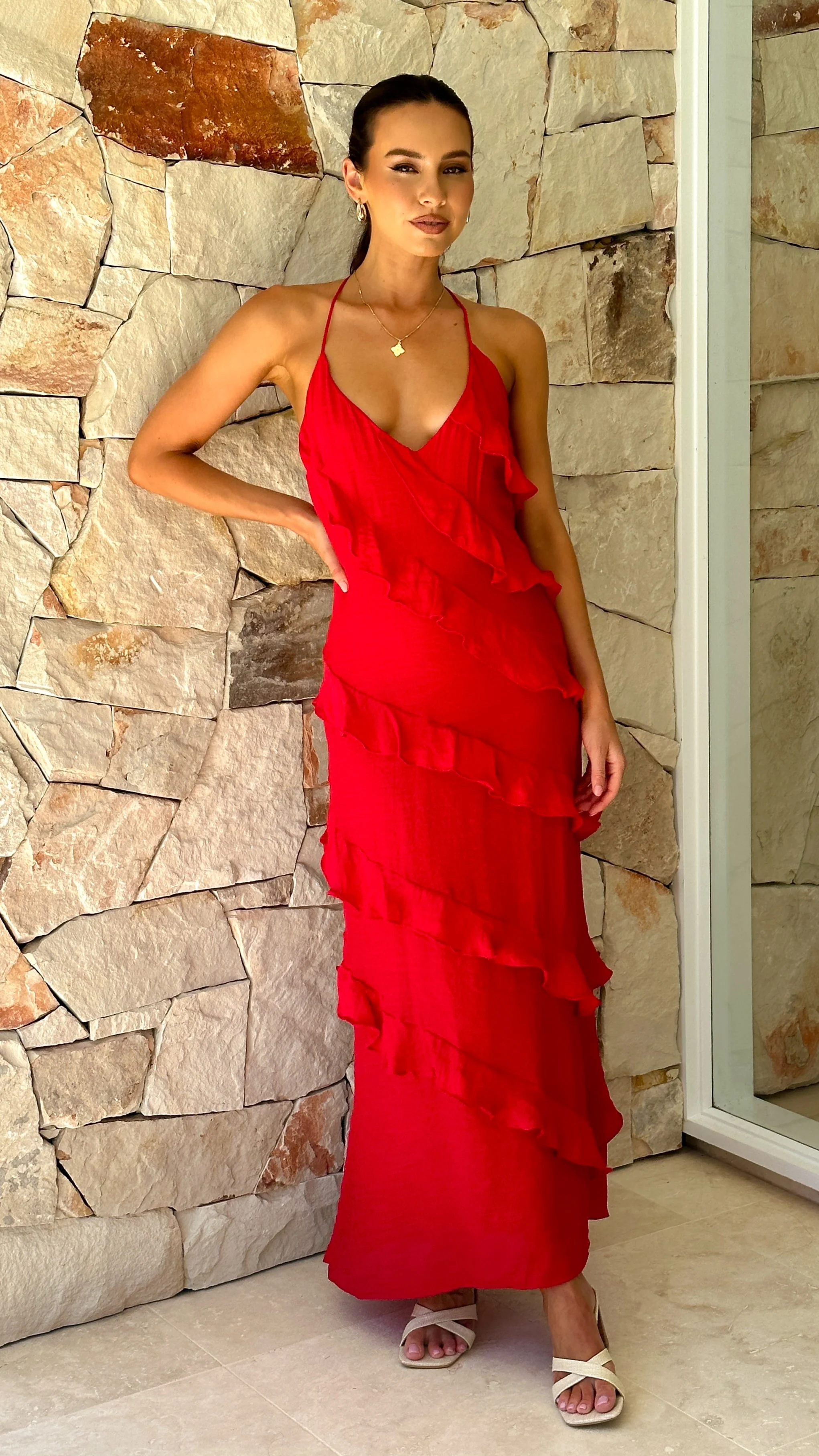Sophia Maxi Dress - Red - luluinthesky