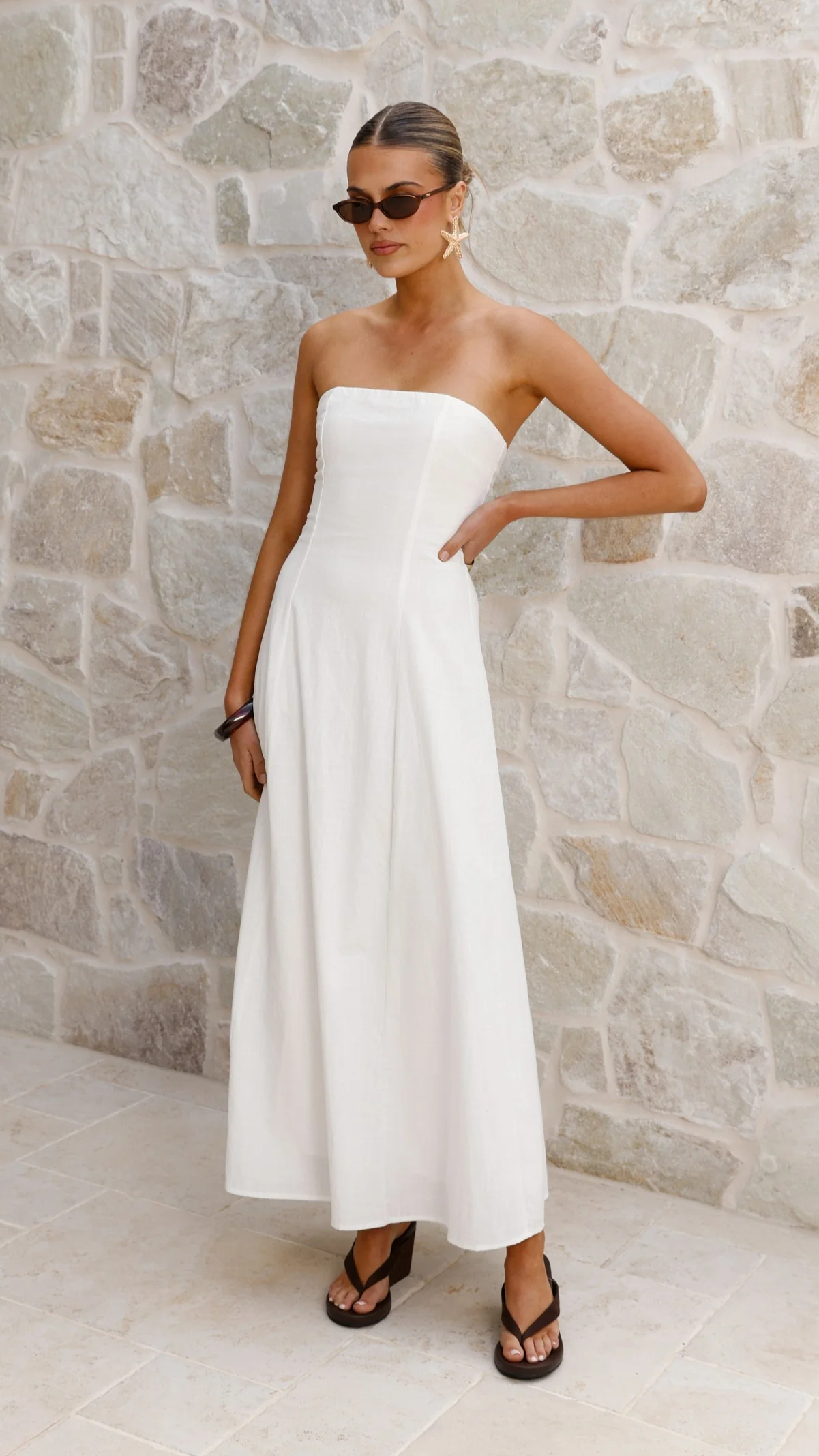 Astrid Strapless Maxi Dress - White - luluinthesky