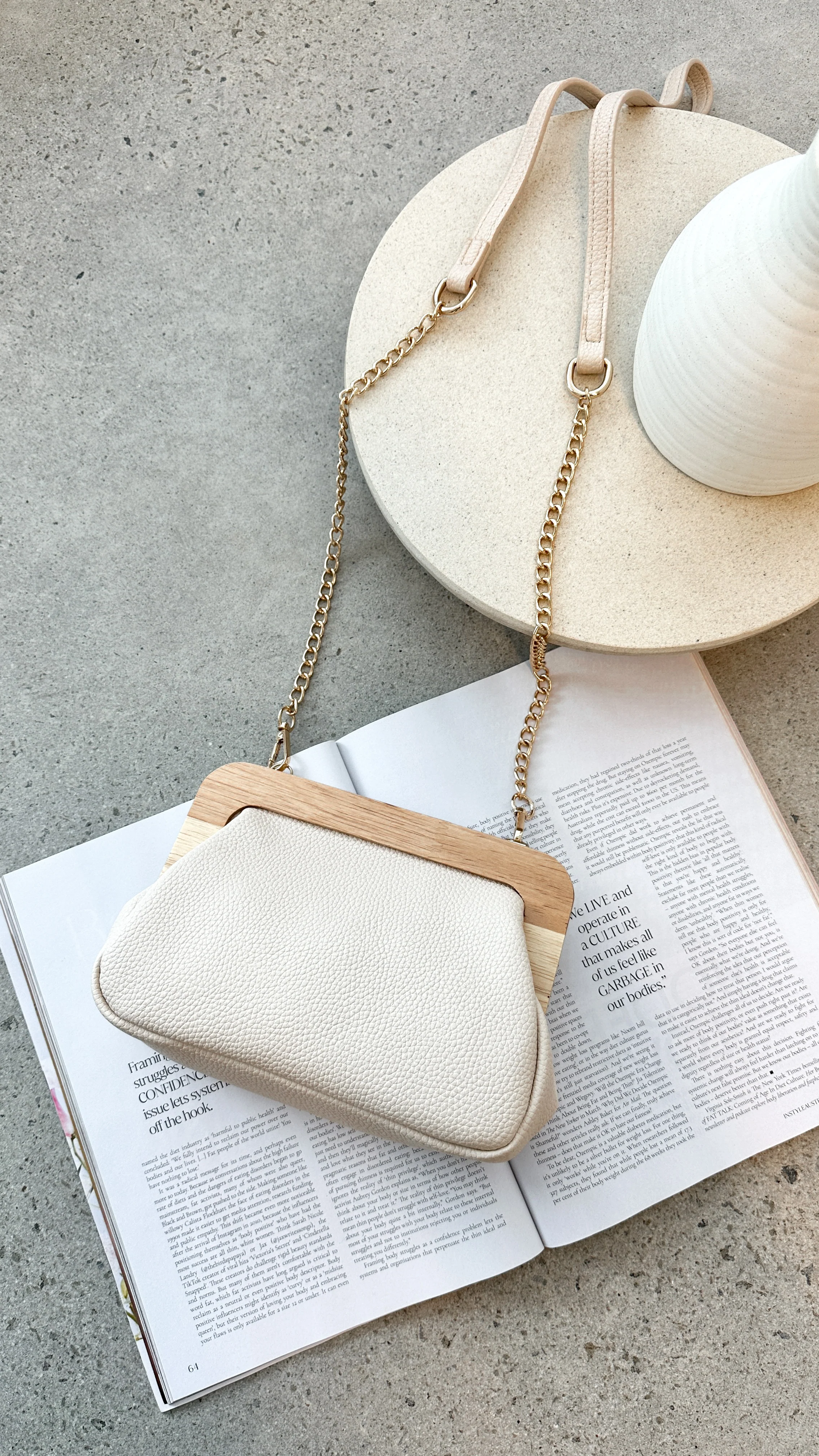 Kimmi Timber Frame Clutch - Nude - luluinthesky