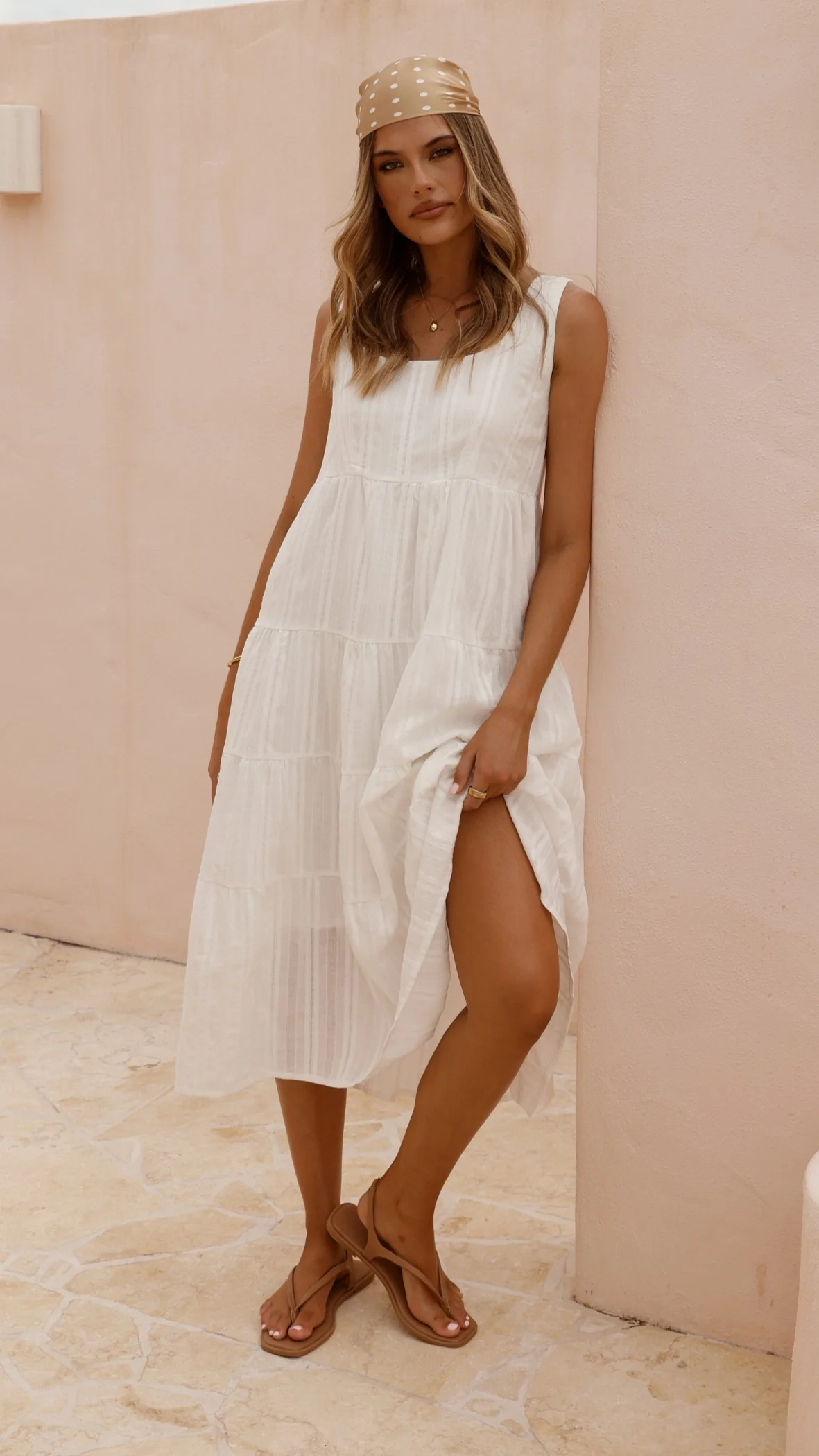 Liza Midi Dress - White - luluinthesky