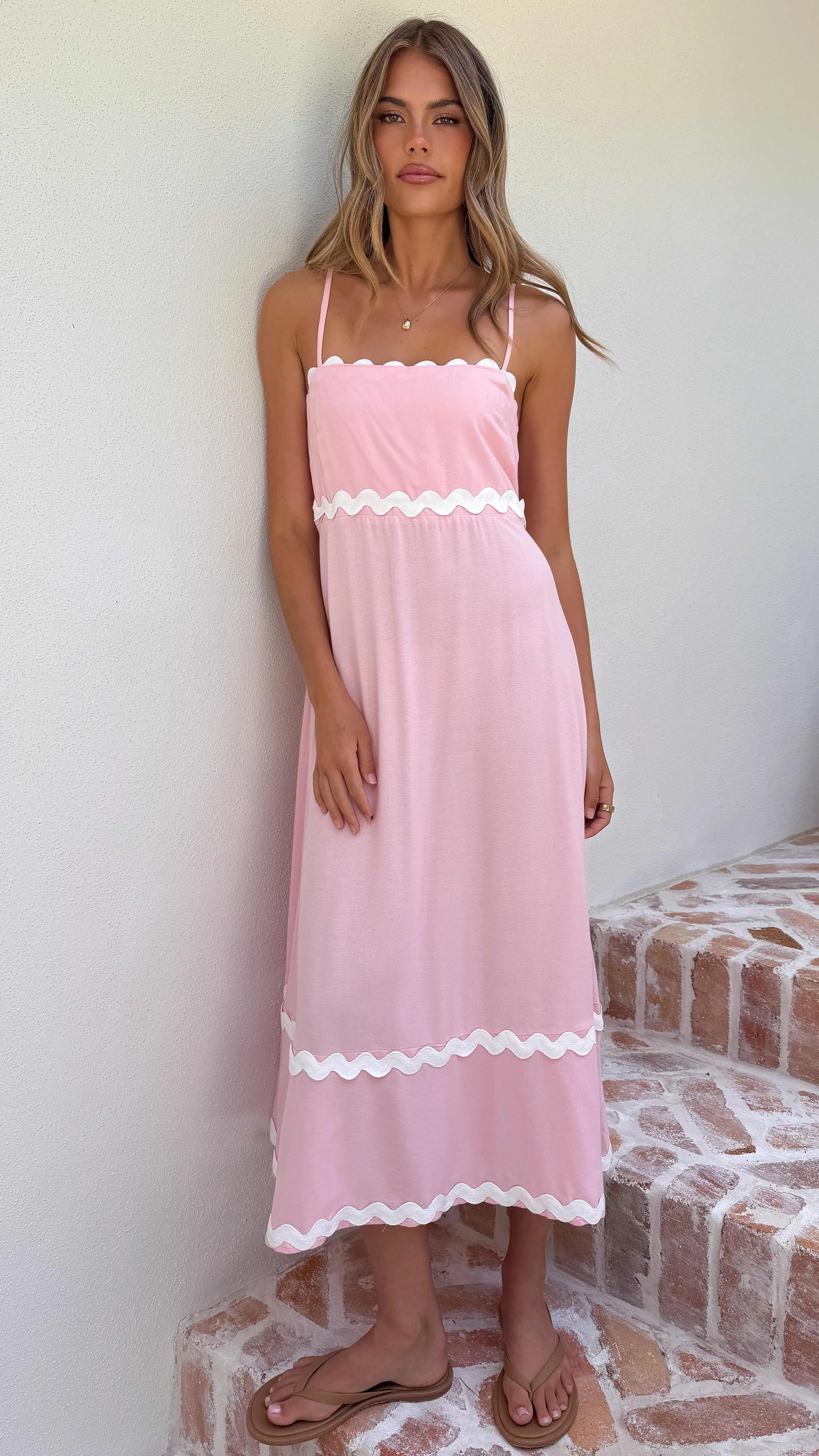 Seraphina Maxi Dress - Pink/White - luluinthesky