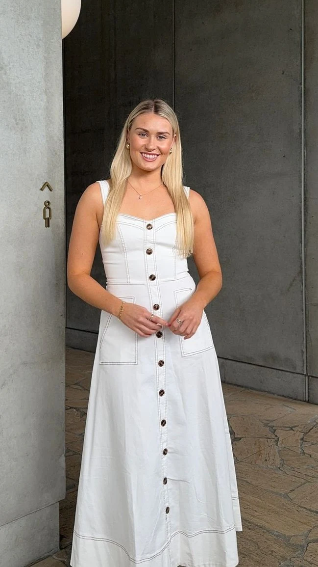 Indigo Midi Dress - White Denim - luluinthesky