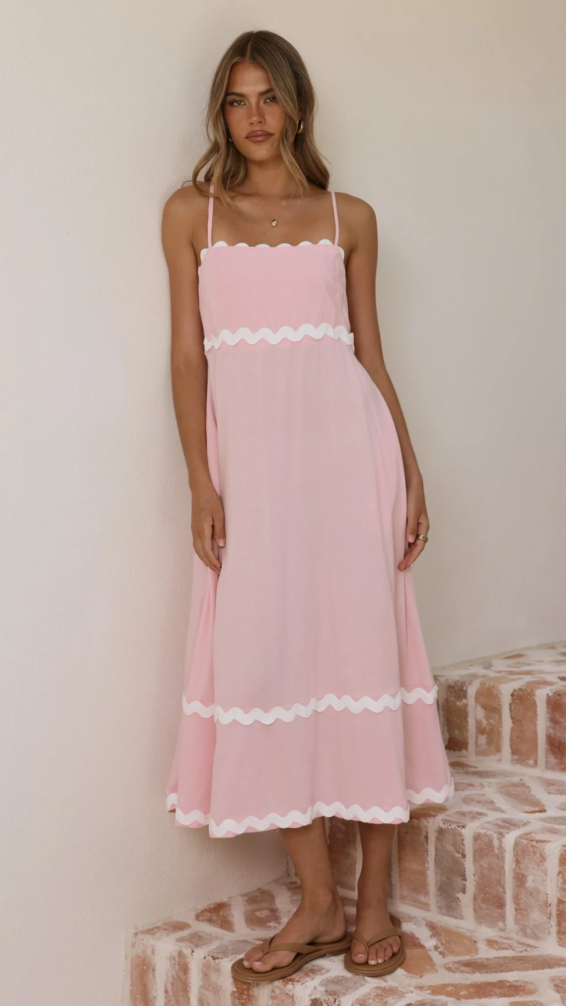 Seraphina Maxi Dress - Pink/White - luluinthesky