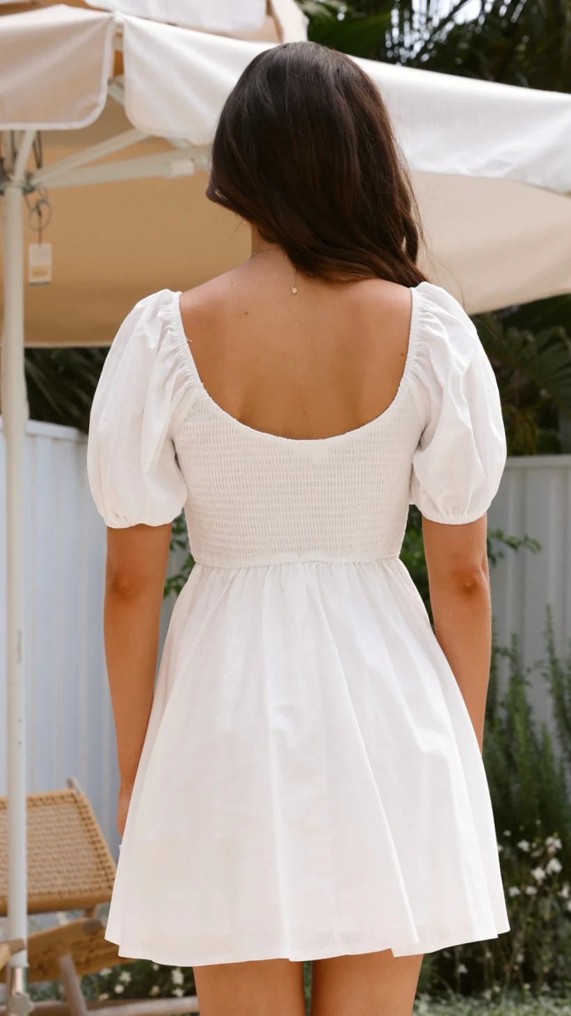 Sahirah Mini Dress - White - luluinthesky