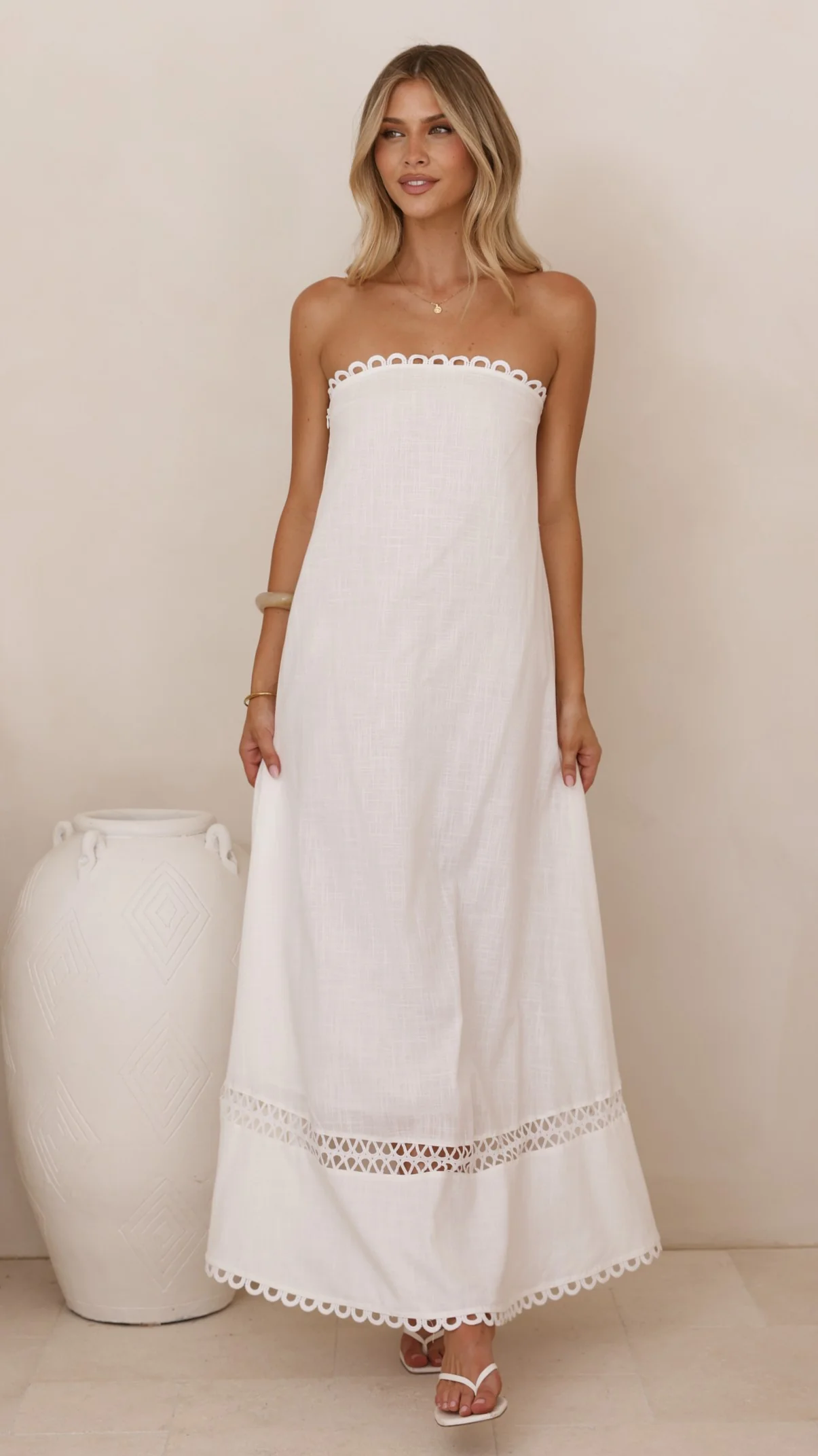Sandra Maxi Dress - White - luluinthesky