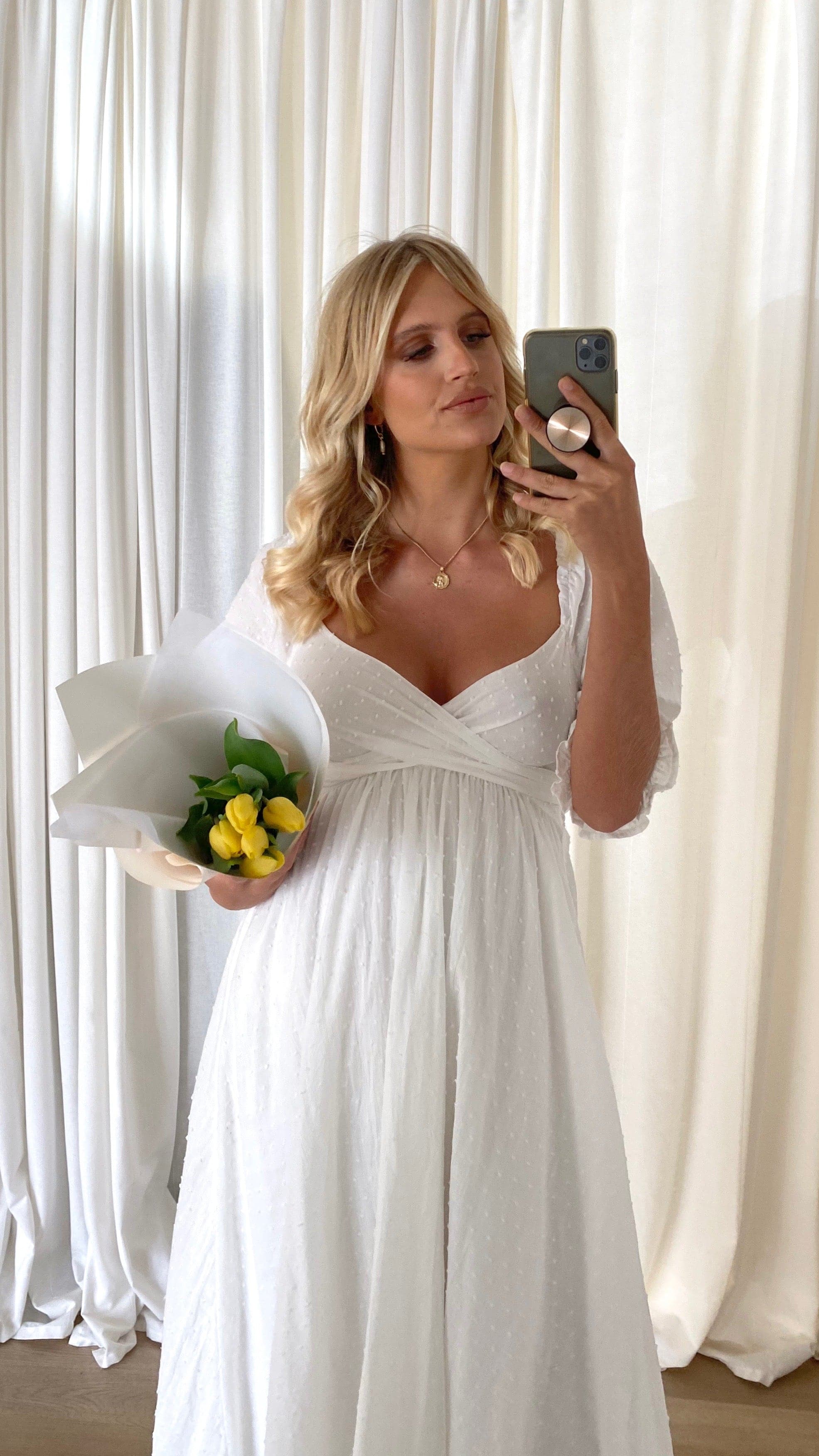 Cierra Midi Dress - White - luluinthesky