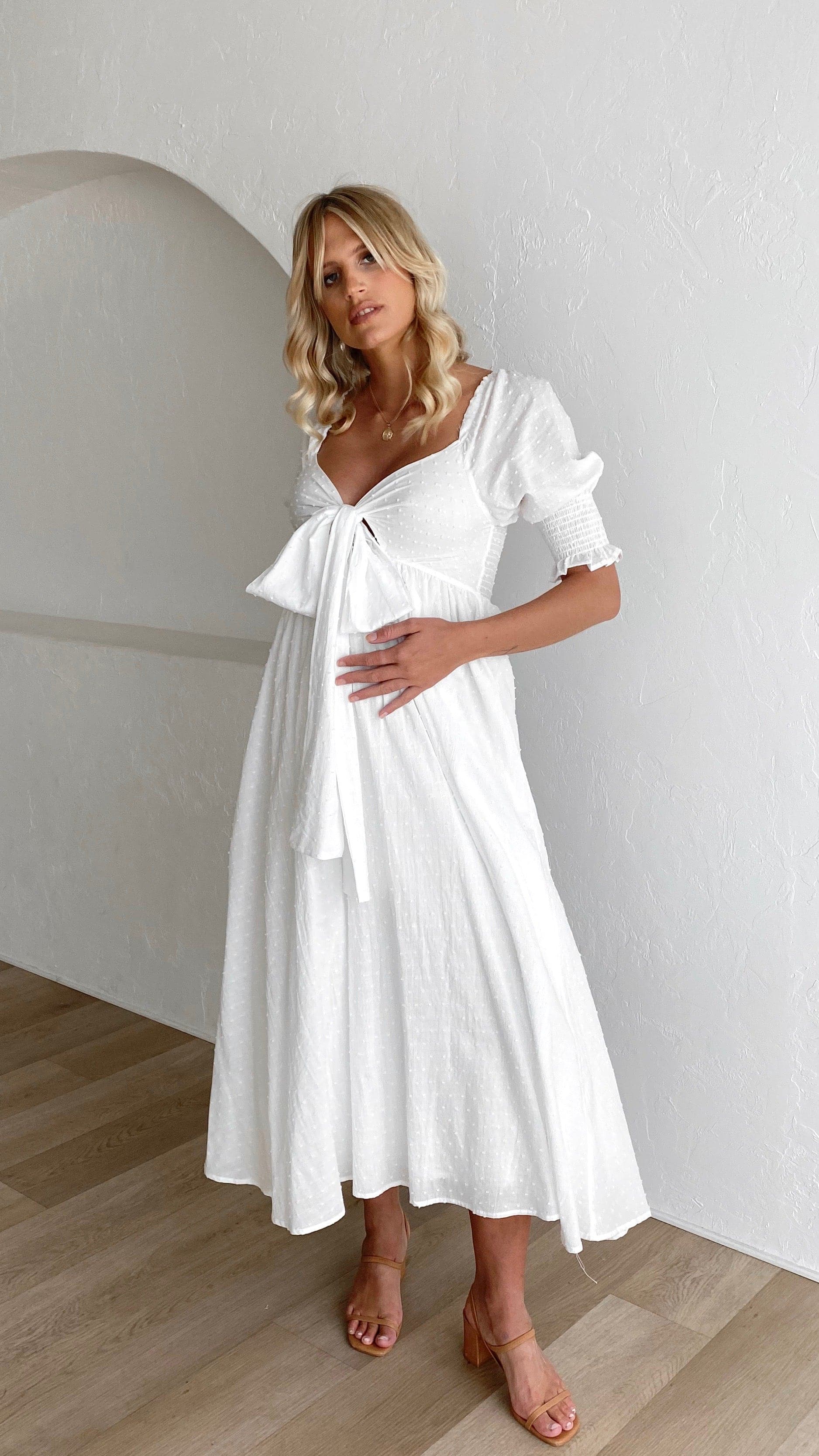 Cierra Midi Dress - White - luluinthesky