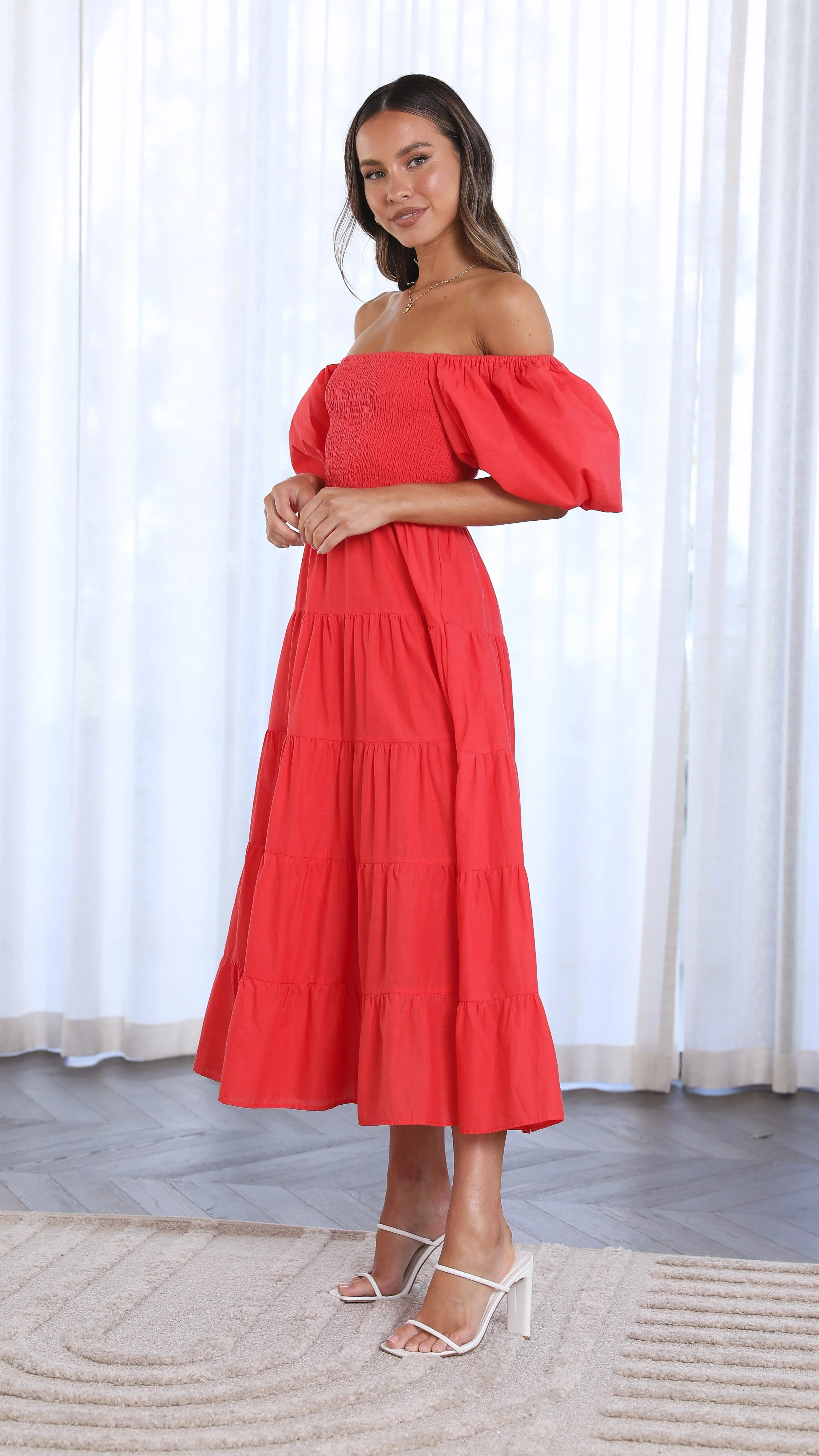 Chyna Midi Dress - Red - luluinthesky