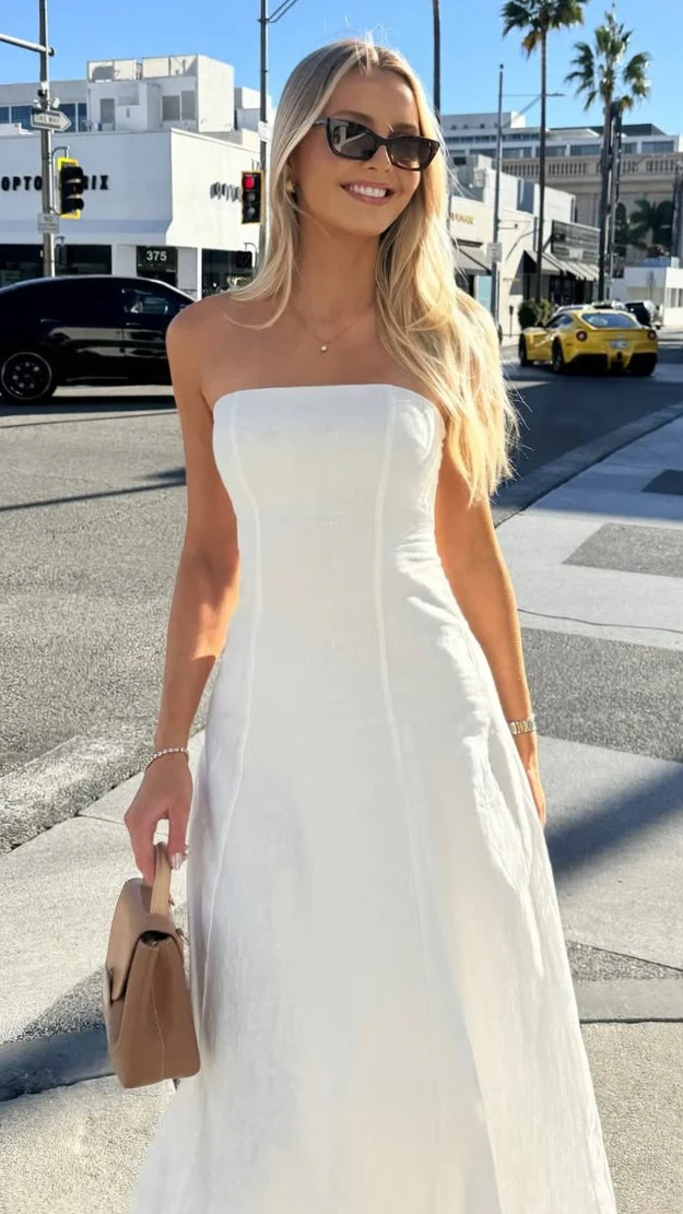 Astrid Strapless Maxi Dress - White - luluinthesky
