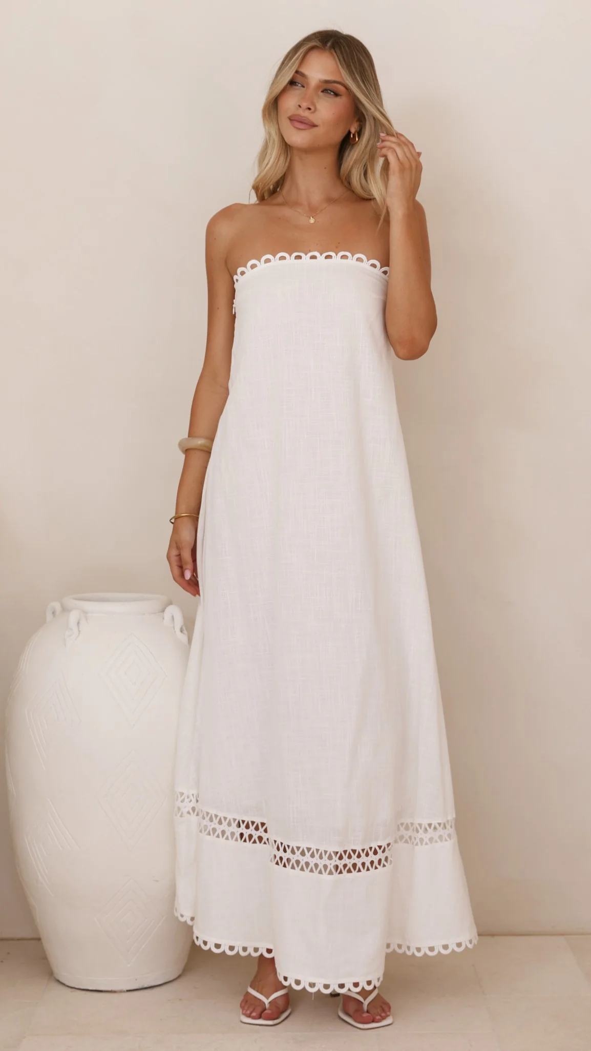 Sandra Maxi Dress - White - luluinthesky