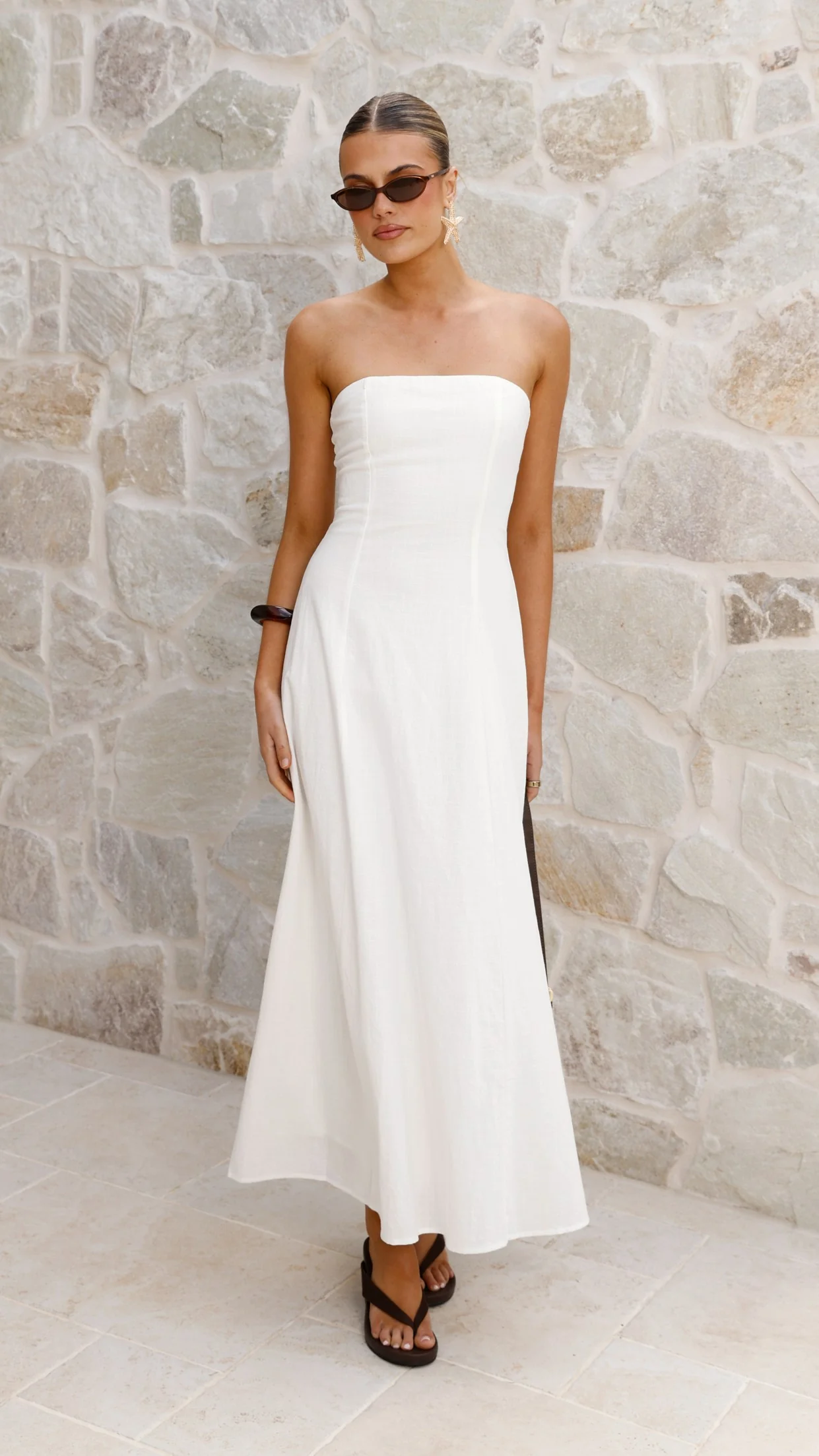 Astrid Strapless Maxi Dress - White - luluinthesky