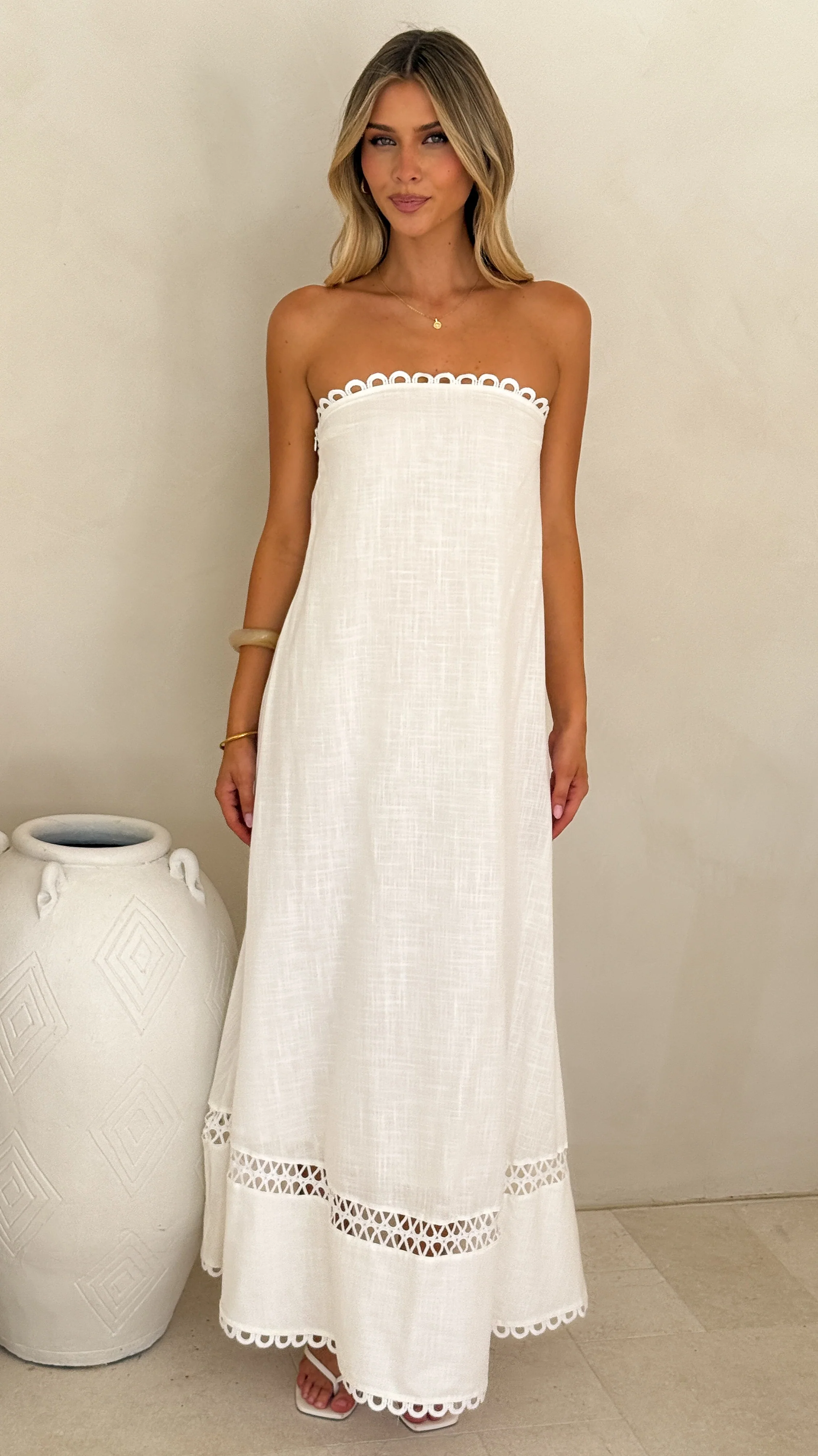 Sandra Maxi Dress - White - luluinthesky