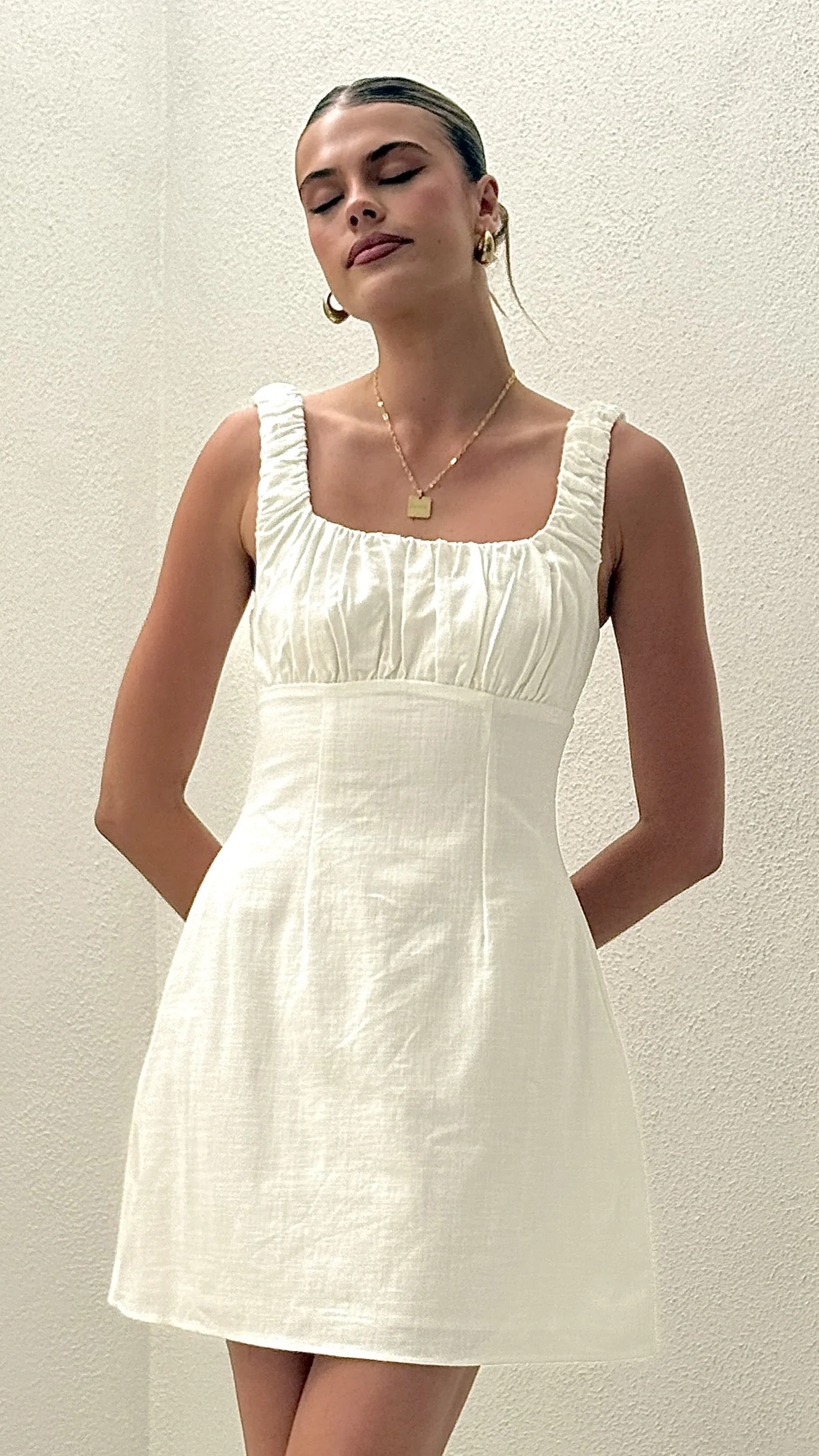 Adley Mini Dress - White - luluinthesky